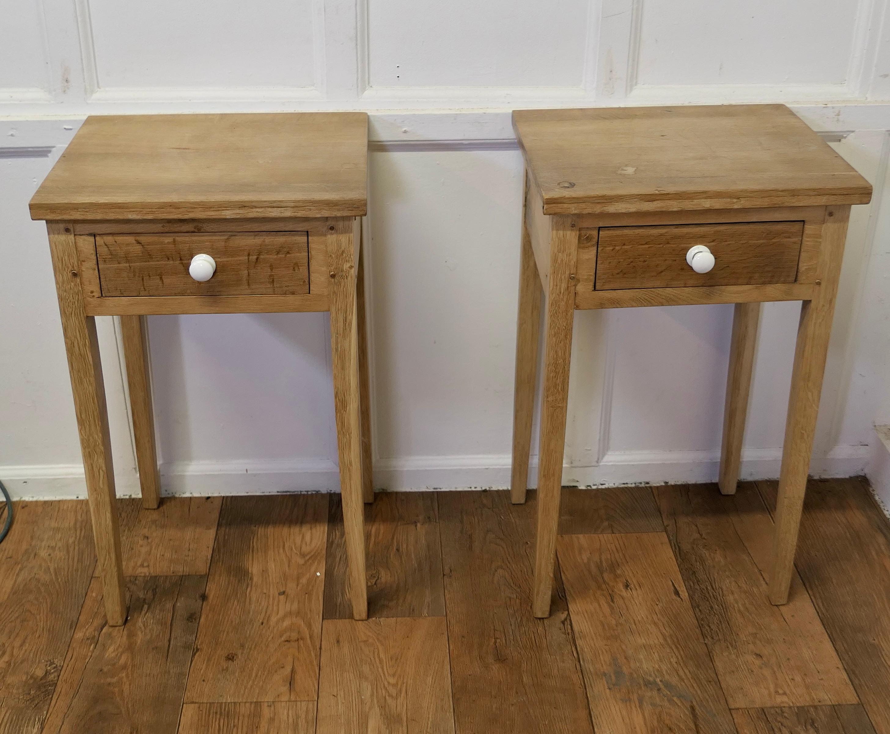  Pair of Bleached Oak Mid Century Bedside Tables  5