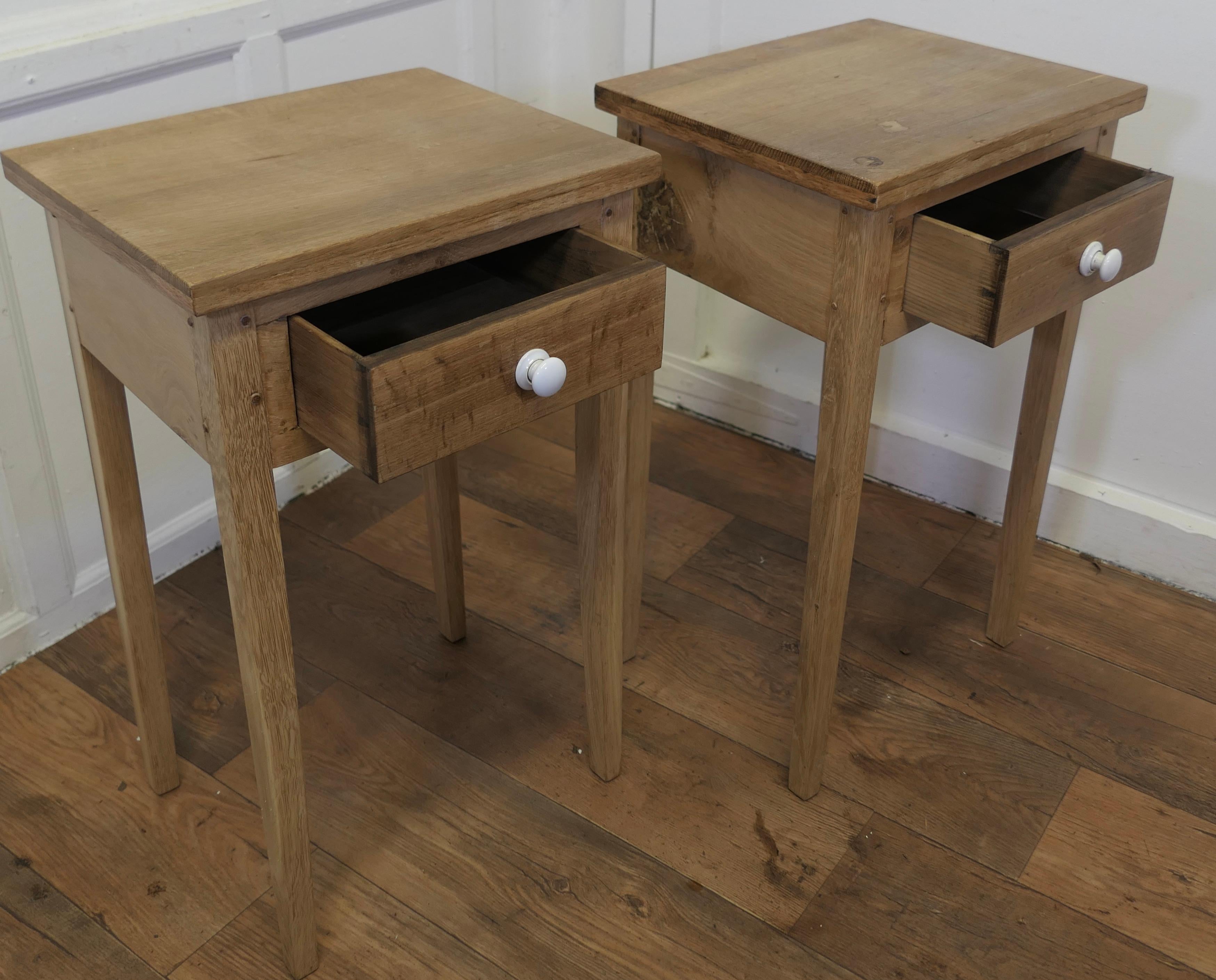  Pair of Bleached Oak Mid Century Bedside Tables  1