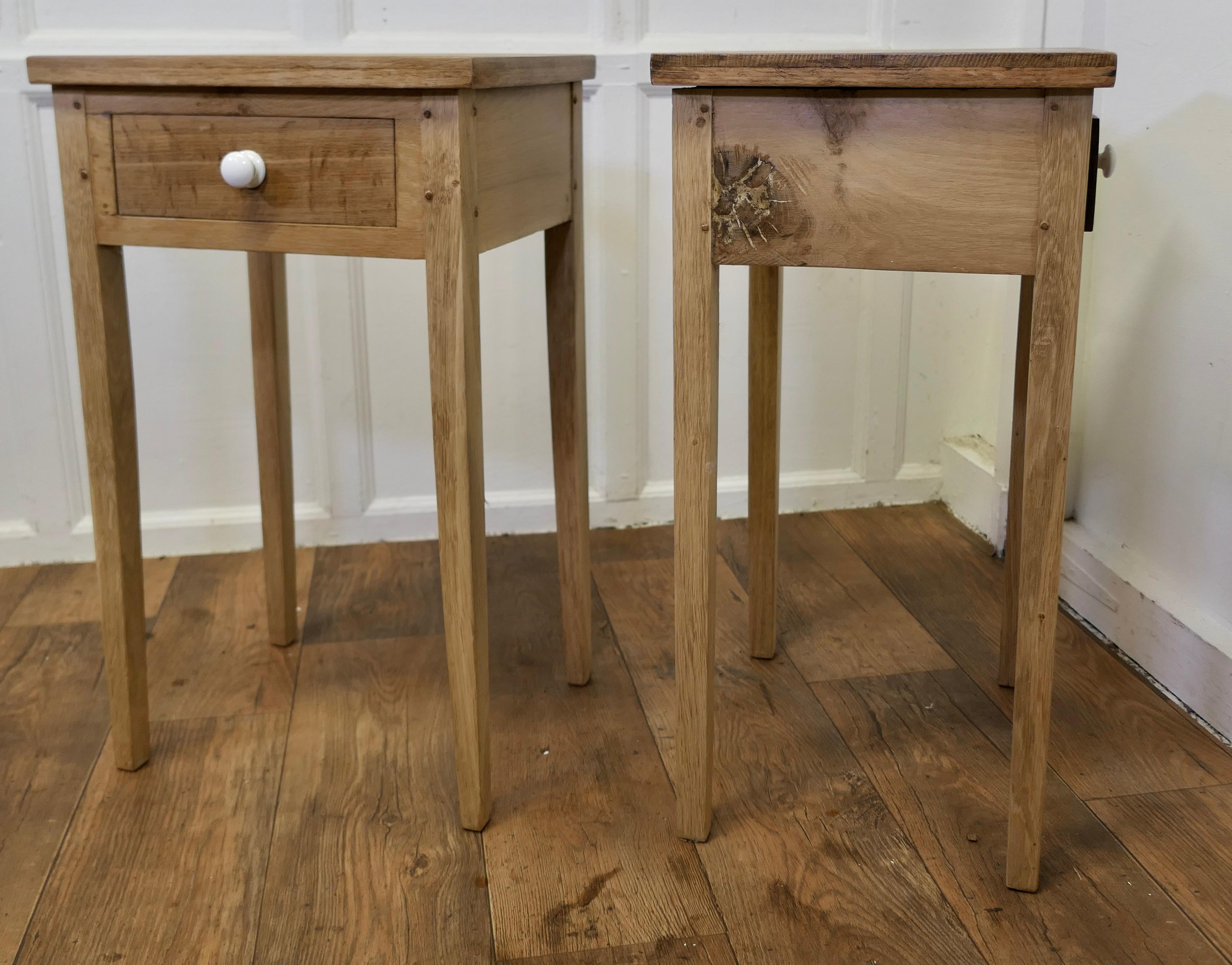  Pair of Bleached Oak Mid Century Bedside Tables  2