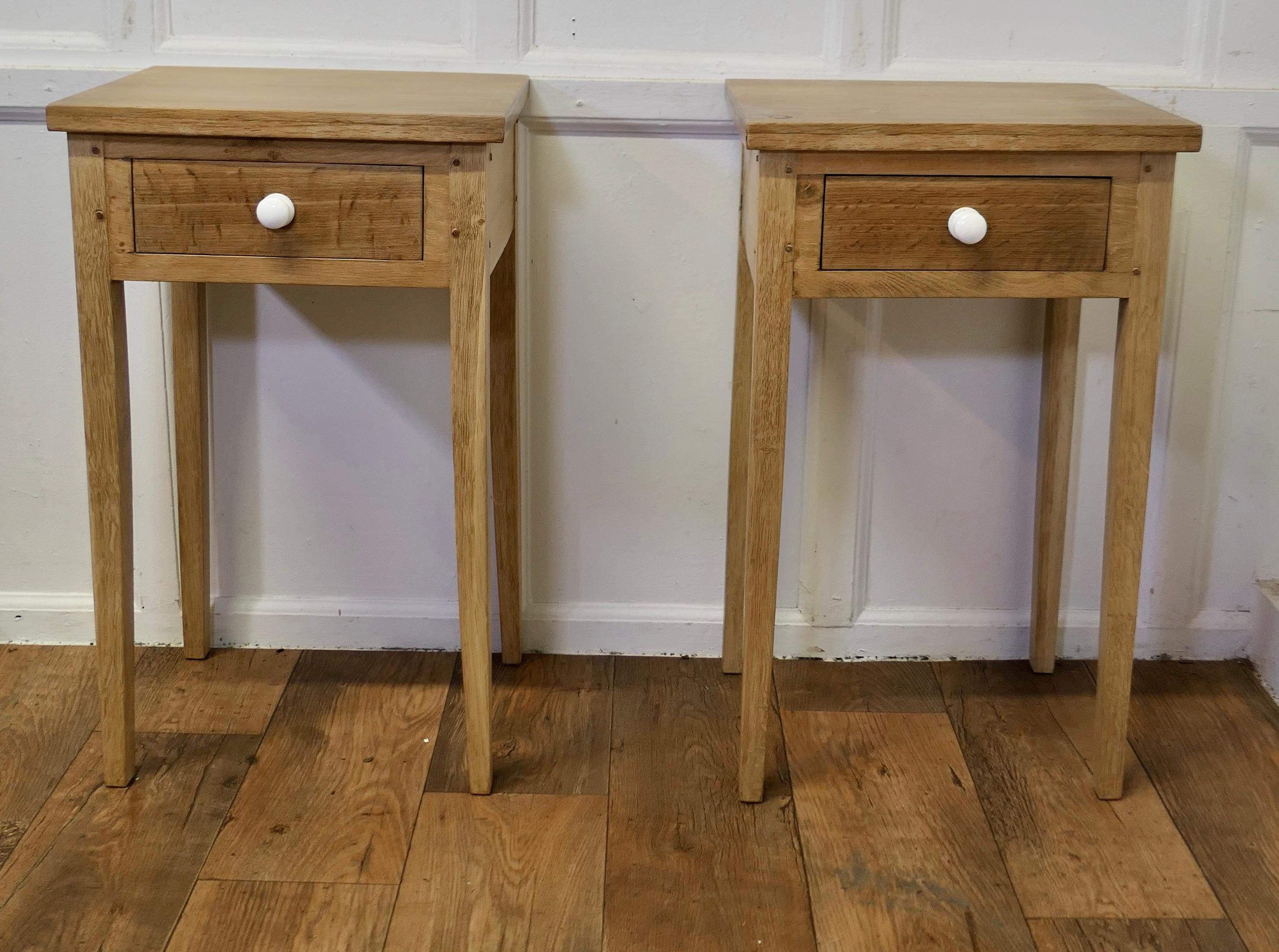 Pair of Bleached Oak Mid Century Bedside Tables  4