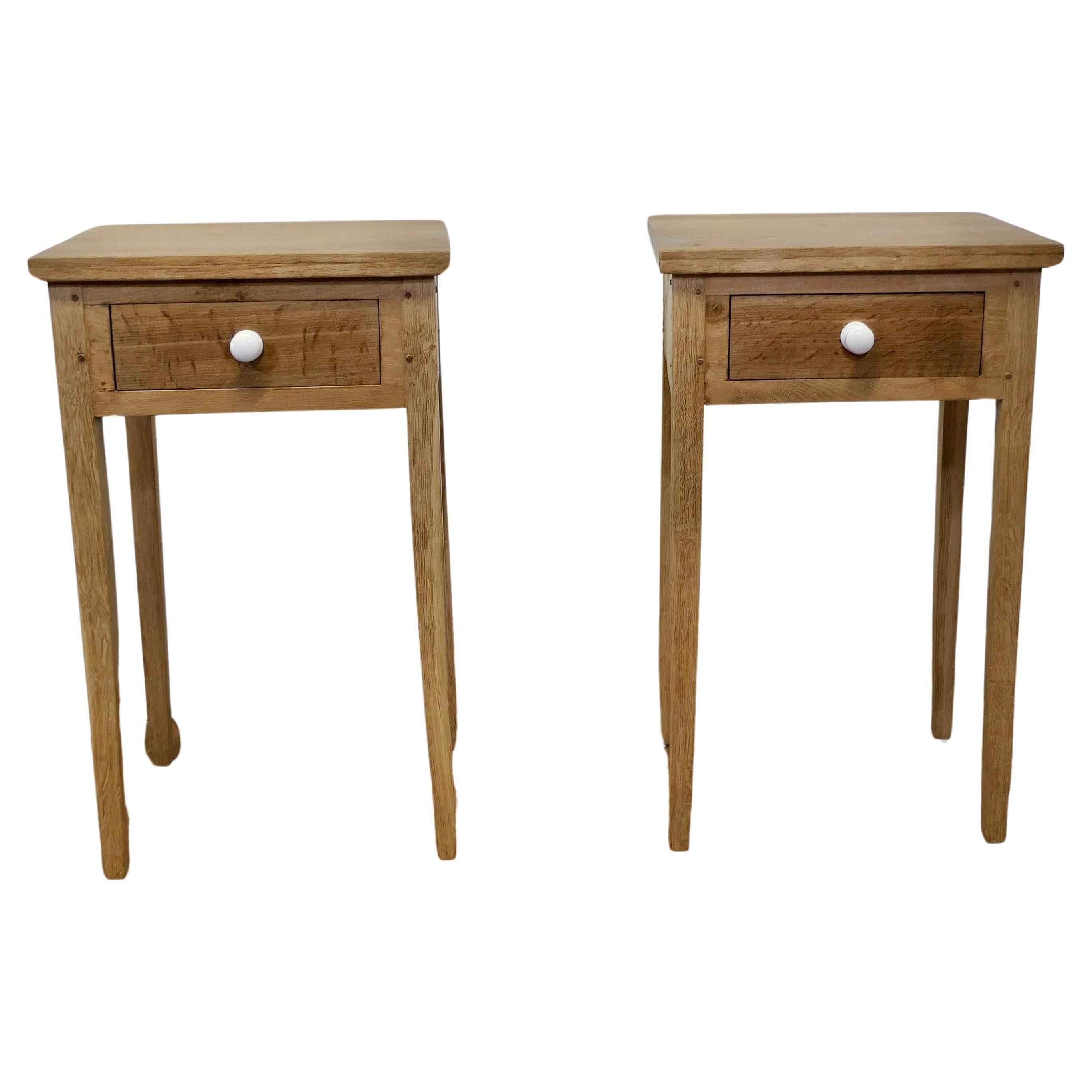  Pair of Bleached Oak Mid Century Bedside Tables 