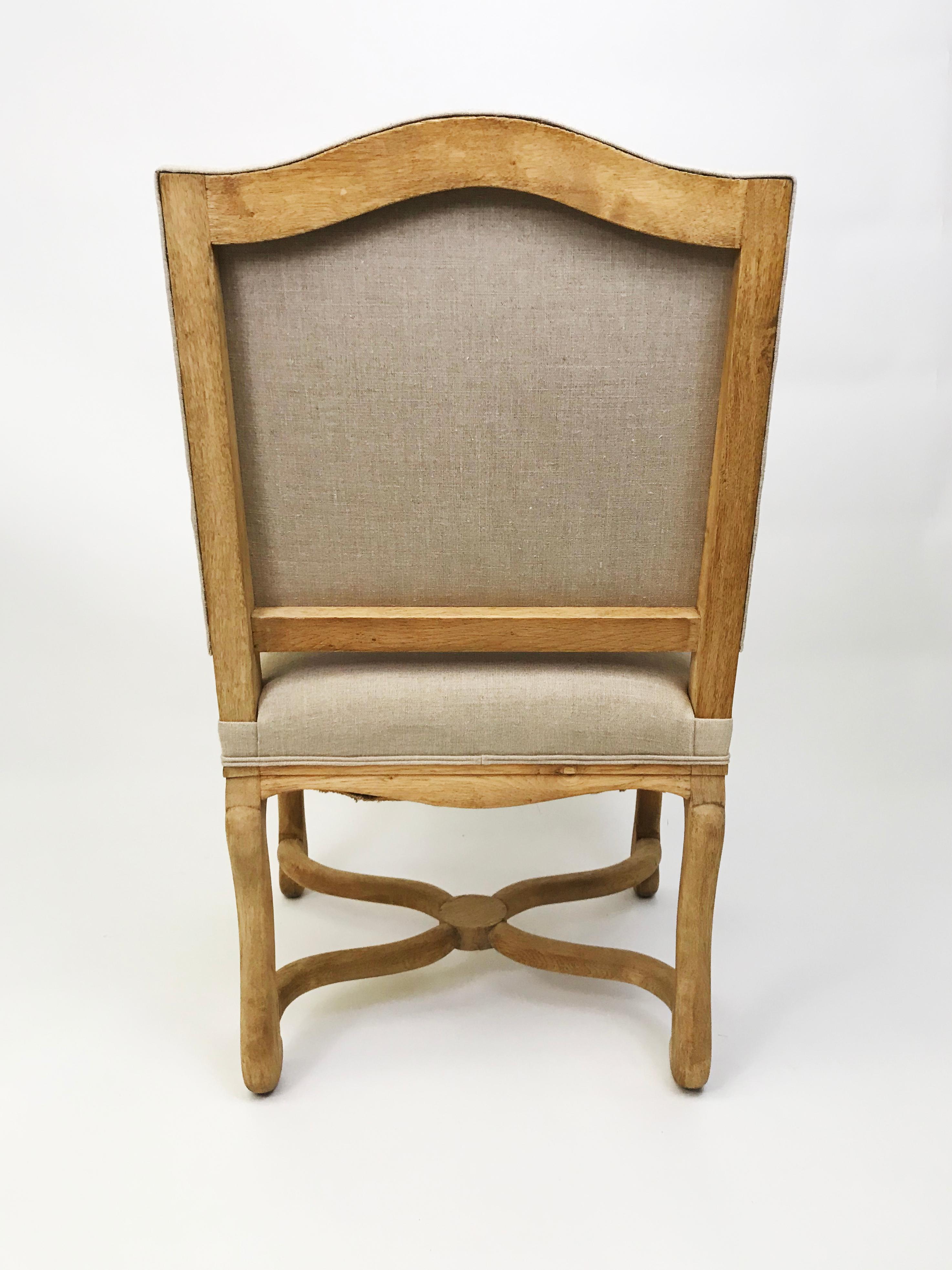 French OS DE MOUTON Bleached Oak Pair of Open Armchairs