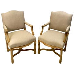 OS DE MOUTON Bleached Oak Pair of Open Armchairs