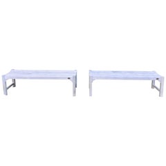 Pair of Bleached Outdoor Teak Benches