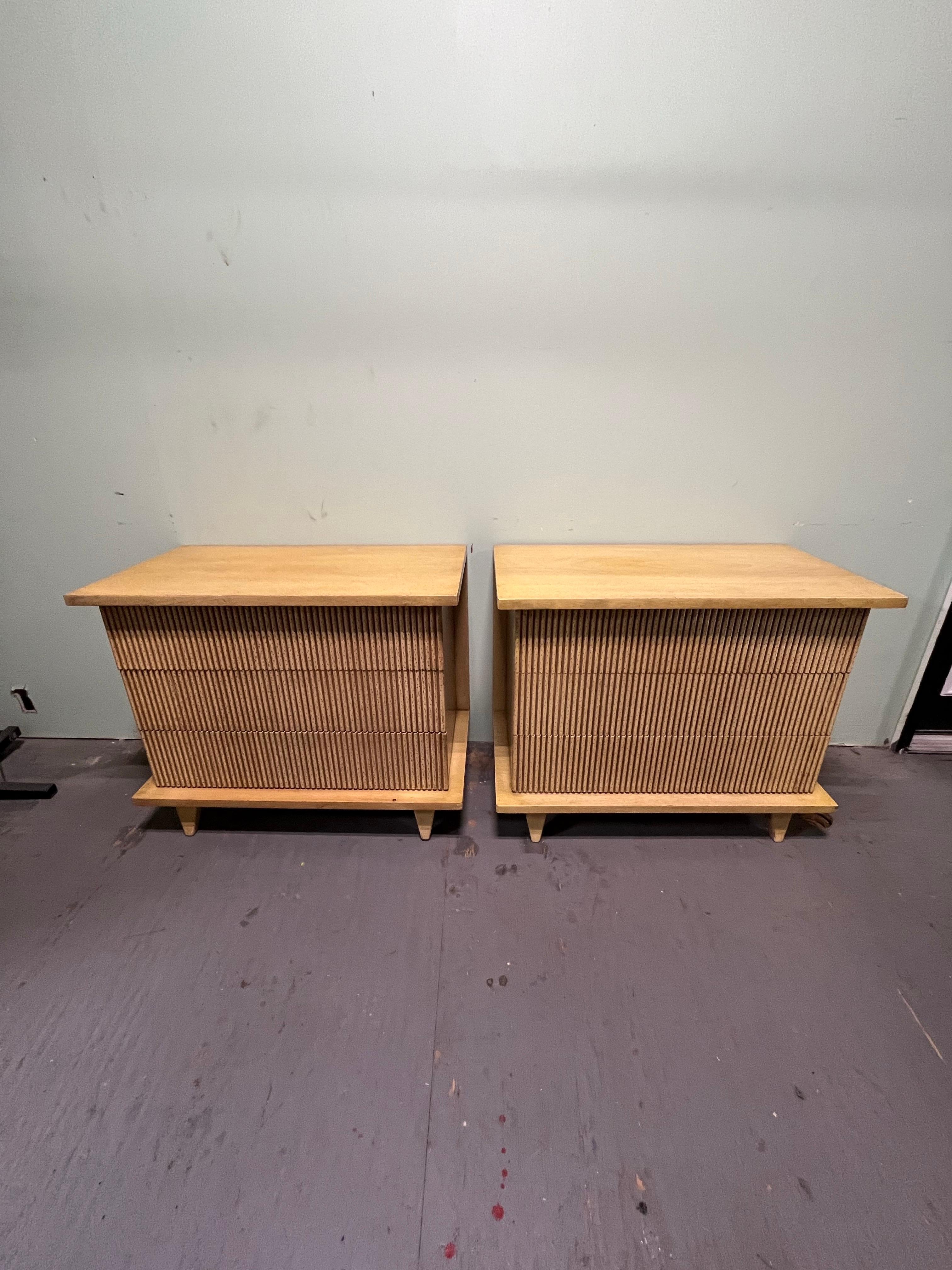 Mid-Century Modern Pair of American of Martinsville Dressers Bleached Philippine Mahogany For Sale