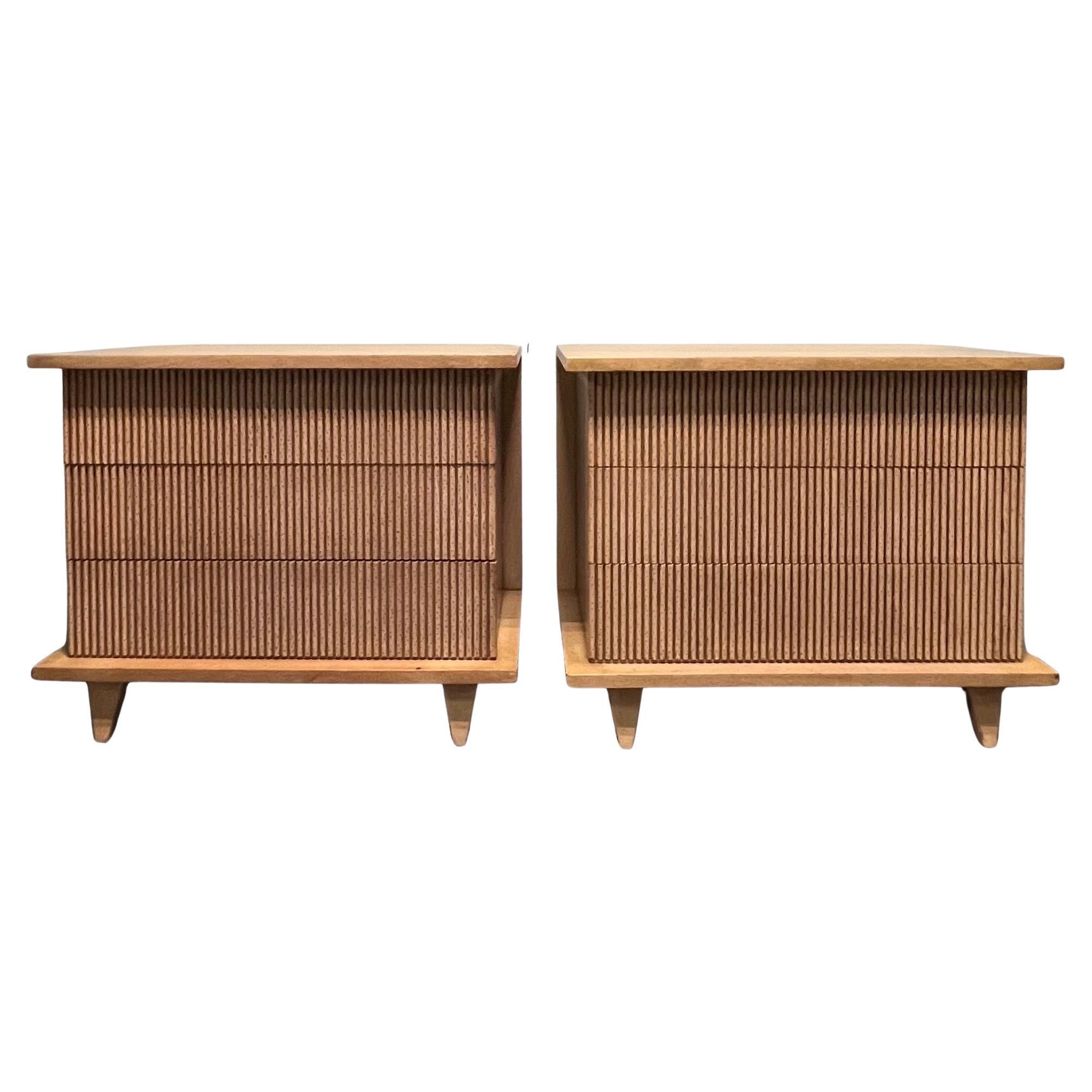 Pair of American of Martinsville Dressers Bleached Philippine Mahogany For Sale