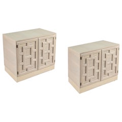 Vintage Pair of Bleached Walnut Cabinets