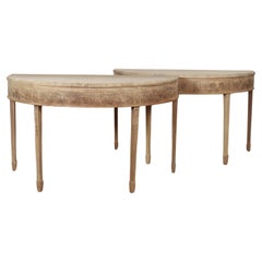 Antique Pair of Bleached Walnut Console Tables