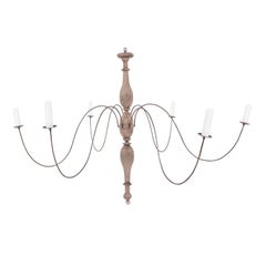 Paar Kronleuchter aus gebleichtem Holz und Eisen