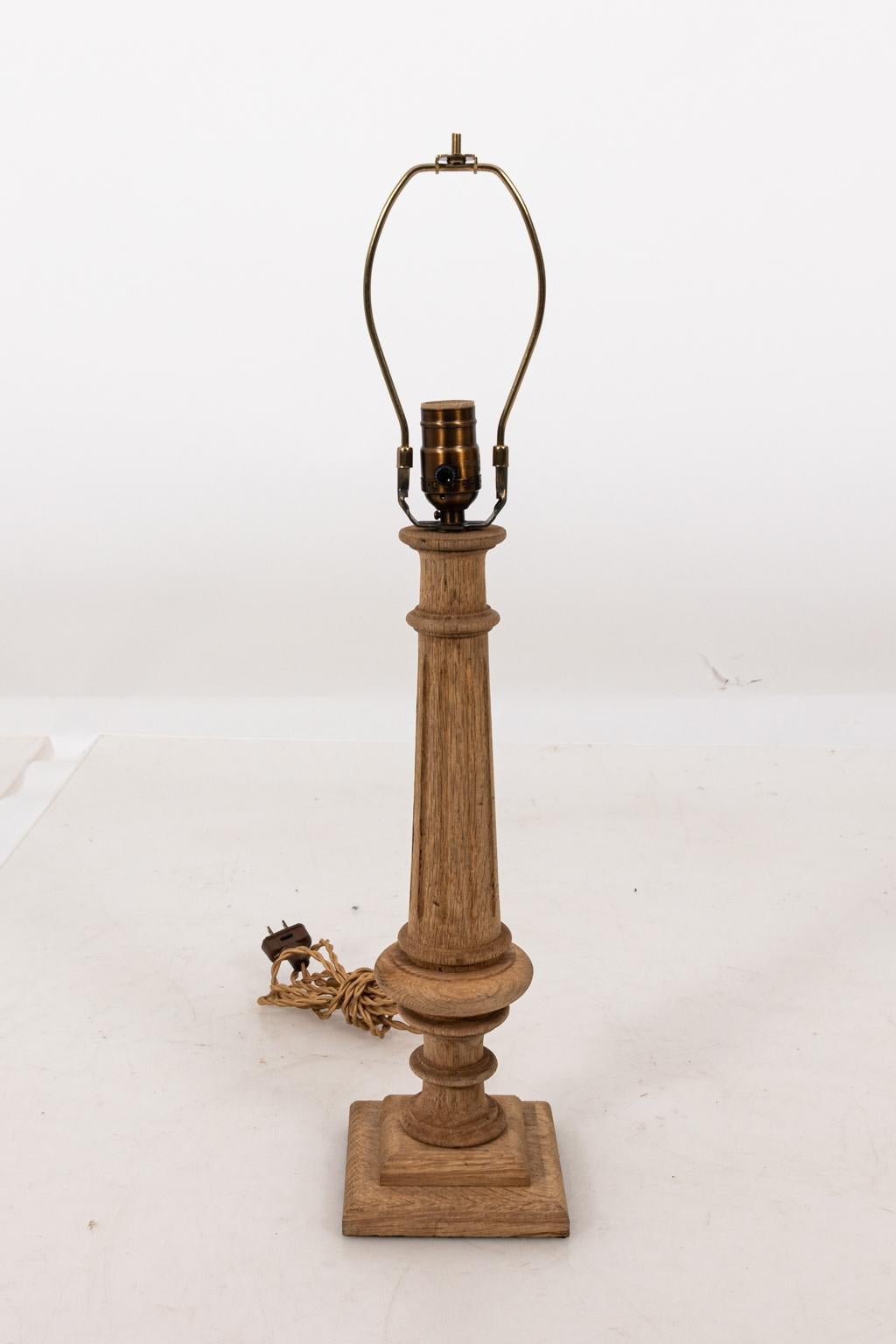 Pair of Bleached Wood Table Lamps In Good Condition In Stamford, CT