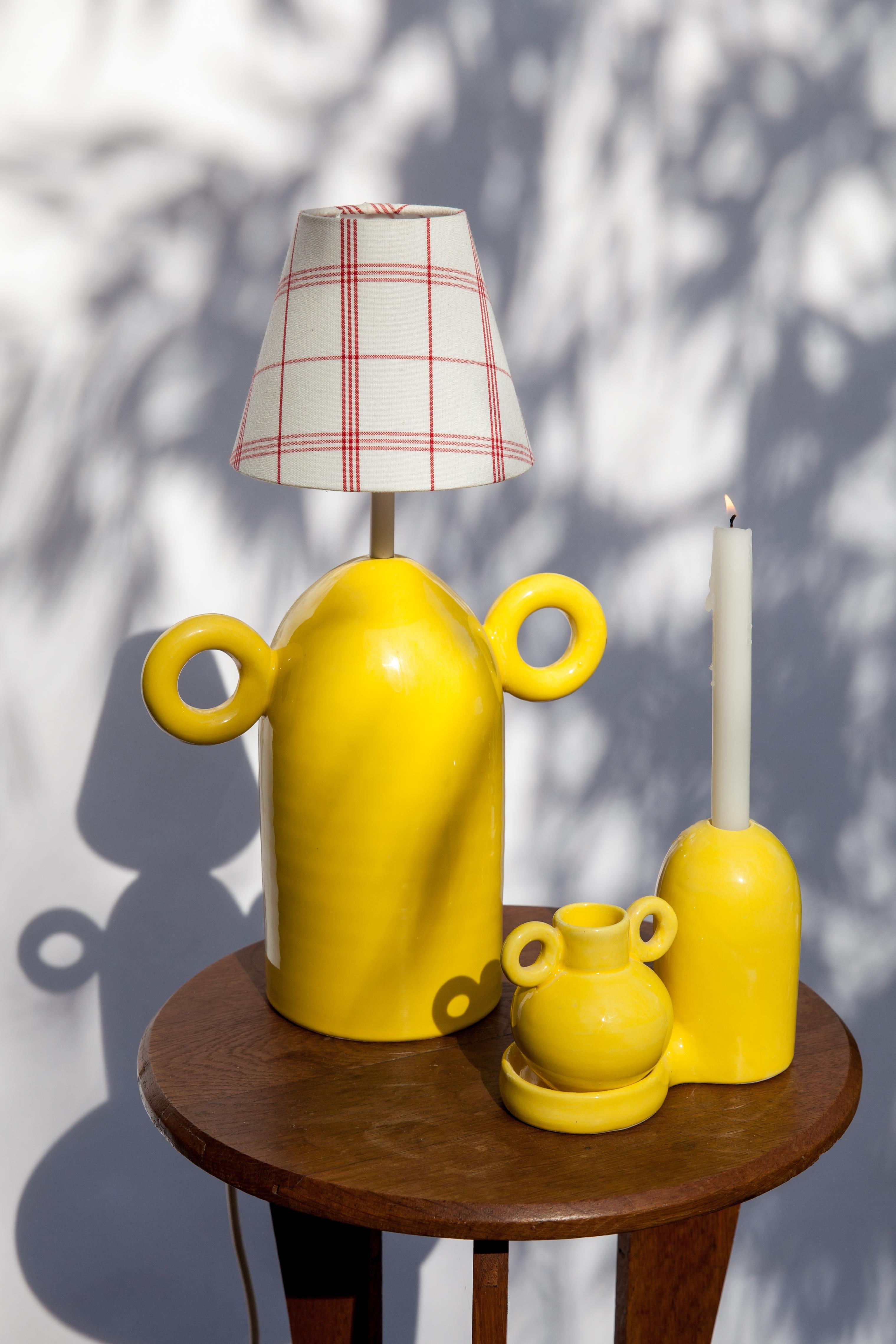 Contemporary Pair of Blend Yellow Candlestick by Lola Mayeras