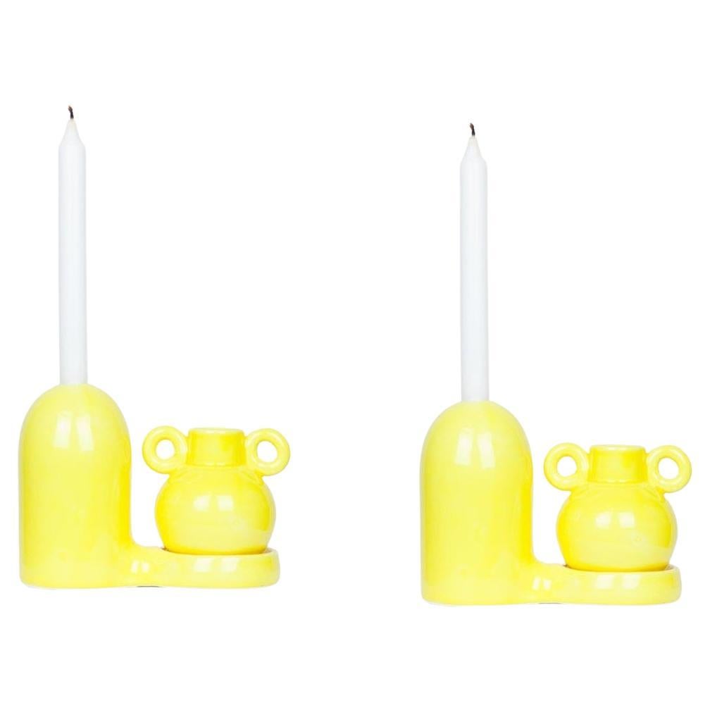 Pair of Blend Yellow Candlestick by Lola Mayeras