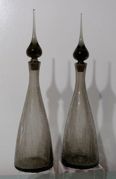 Pair of Blenko Art Glass Decanters