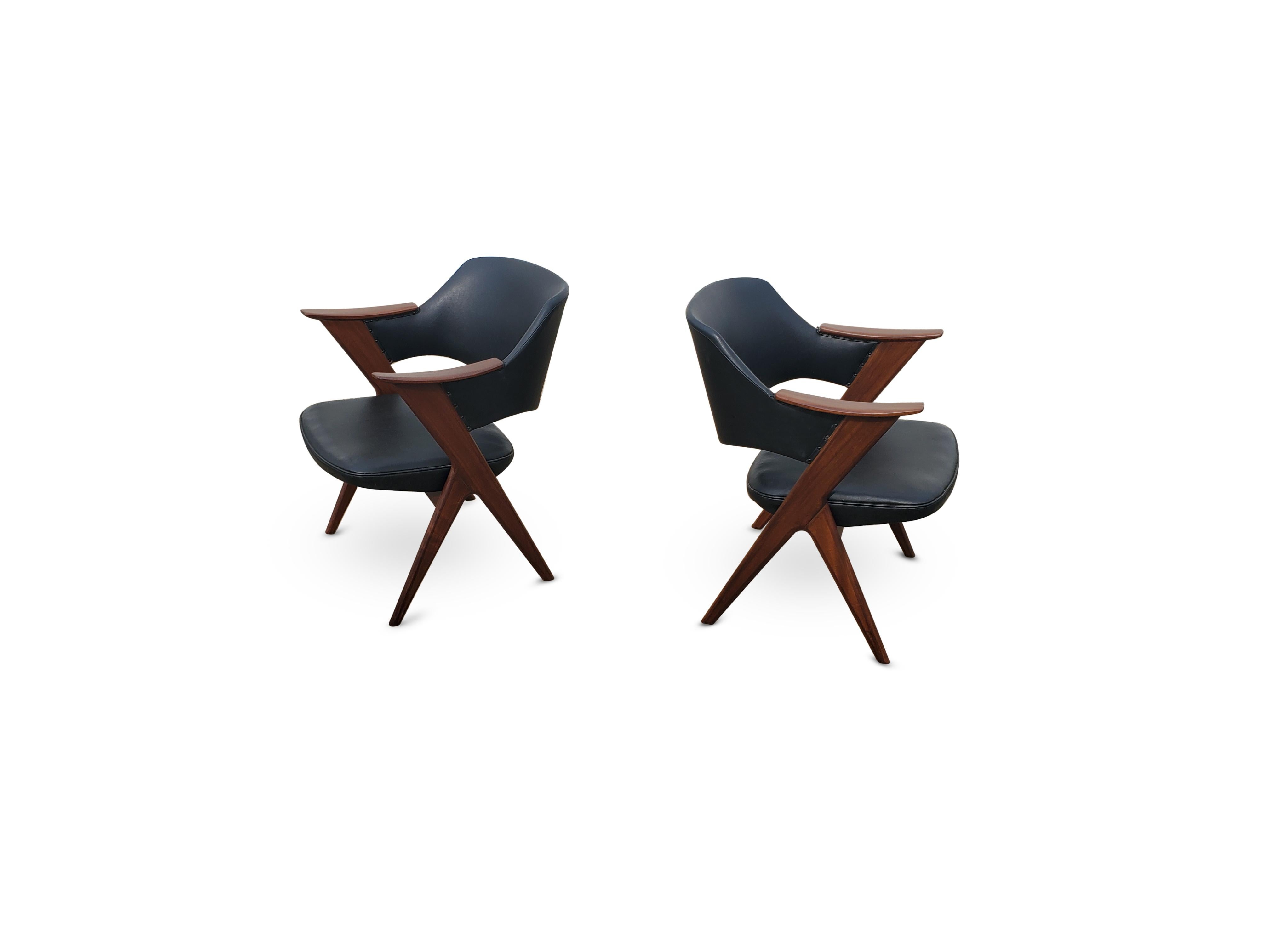 Mid-Century Modern Pair of 'Blinken' Chairs by Rastad & Relling for Hjellegjerde Mobler, Norway For Sale