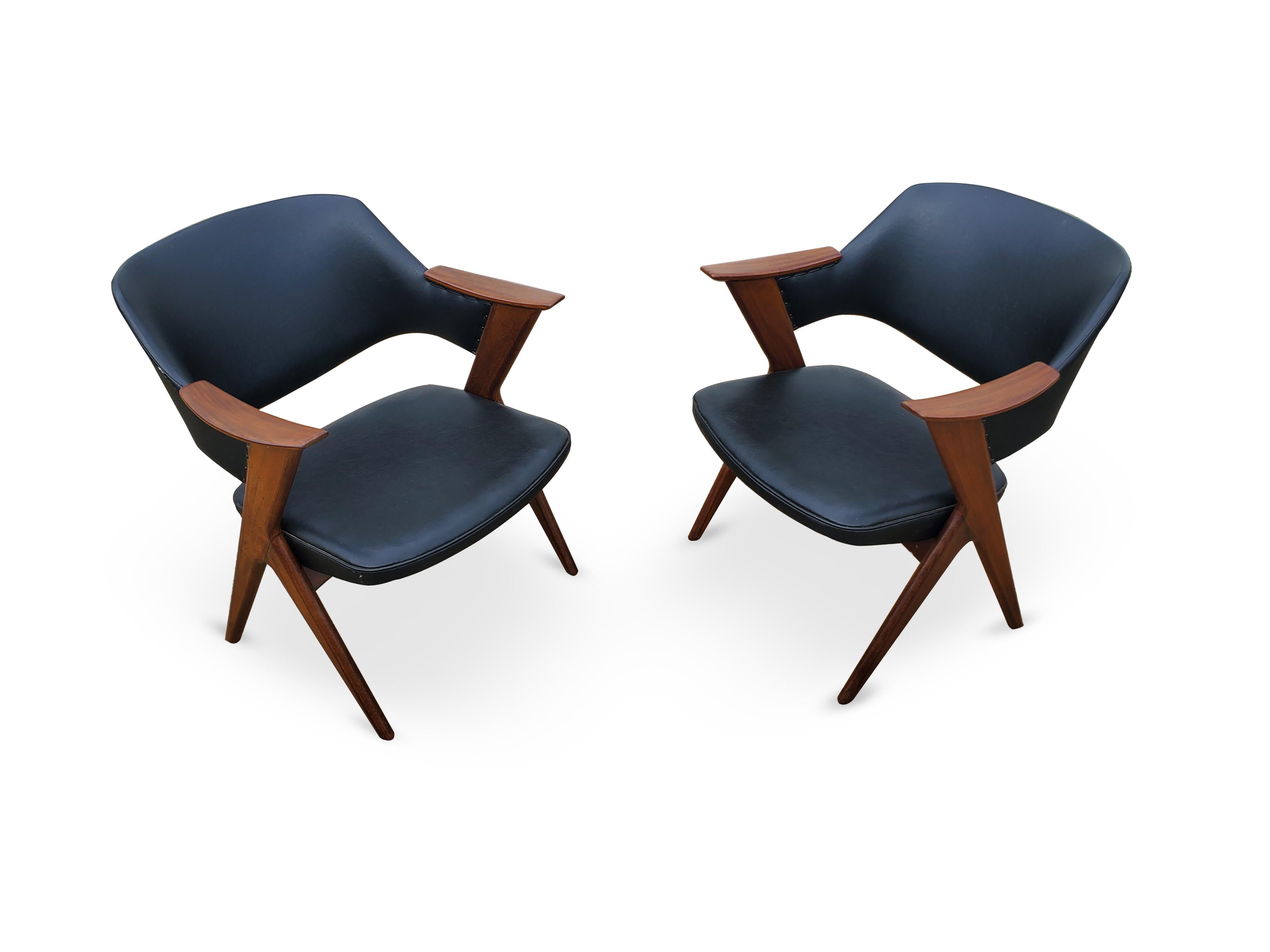 Tissu d'ameublement Paire de chaises 'Blinken' de Rastad & Relling pour Hjellegjerde Mobler, Norvège en vente