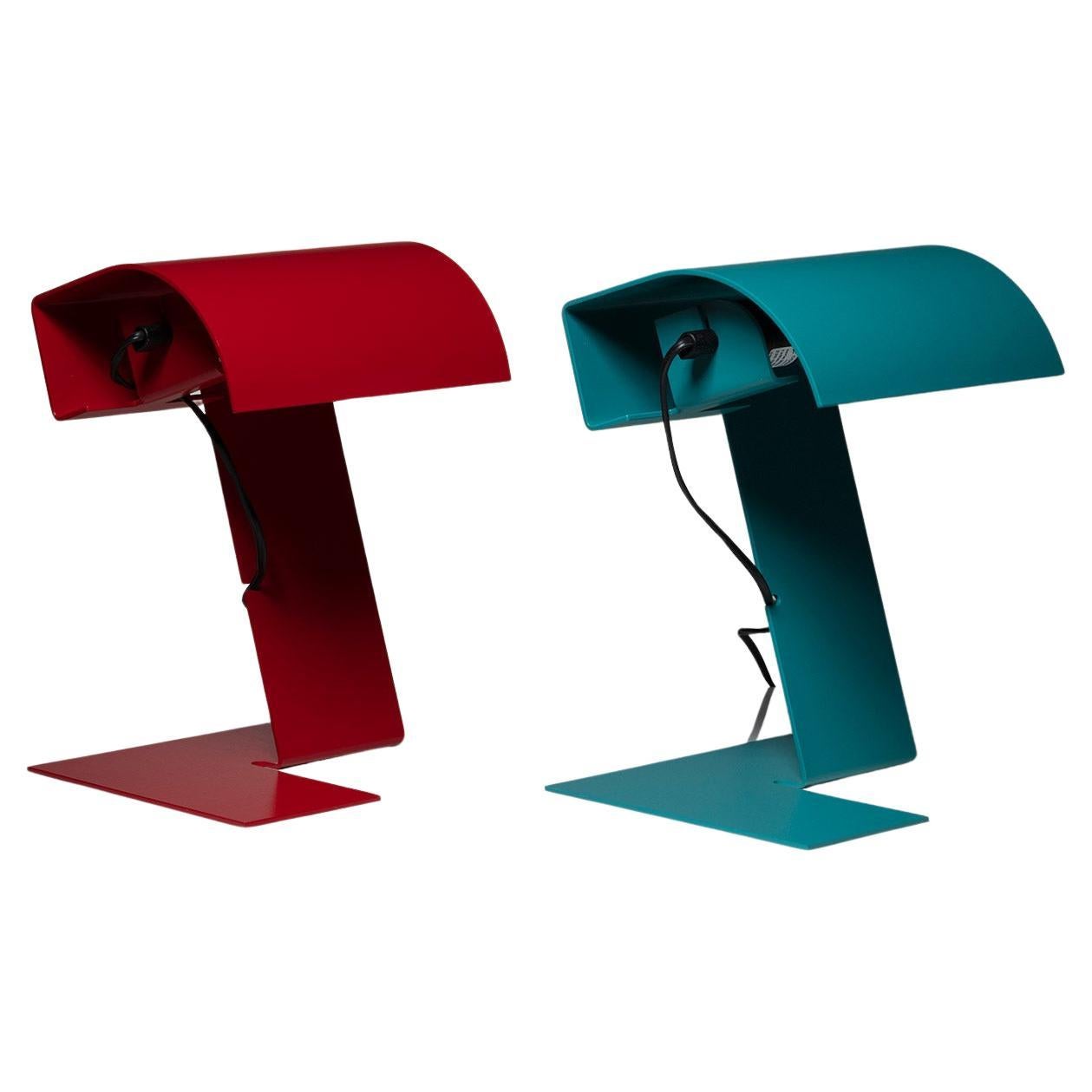 Pair of "Blitz" Metal Table Lamps by Trabucco, Vecchi and Volpi, Italy, 1970s For Sale