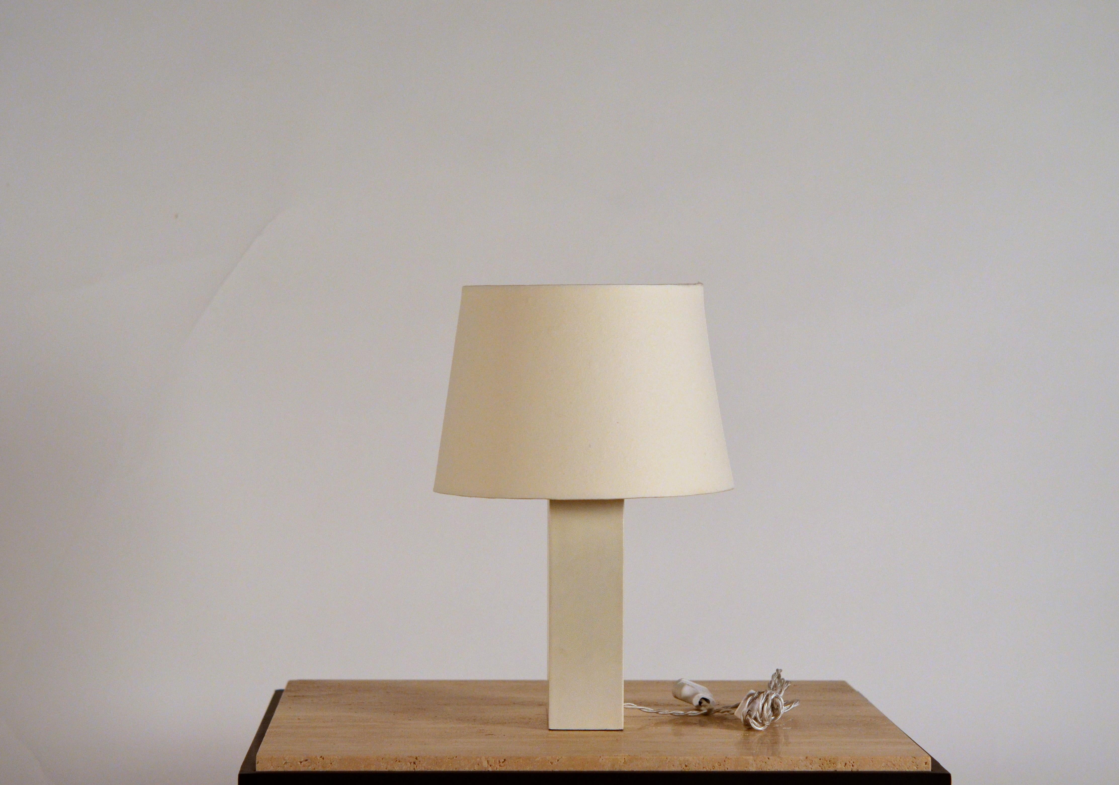 French Pair of 'Bloc' Parchment Lamps with Parchment Paper Shades by Design Frères For Sale