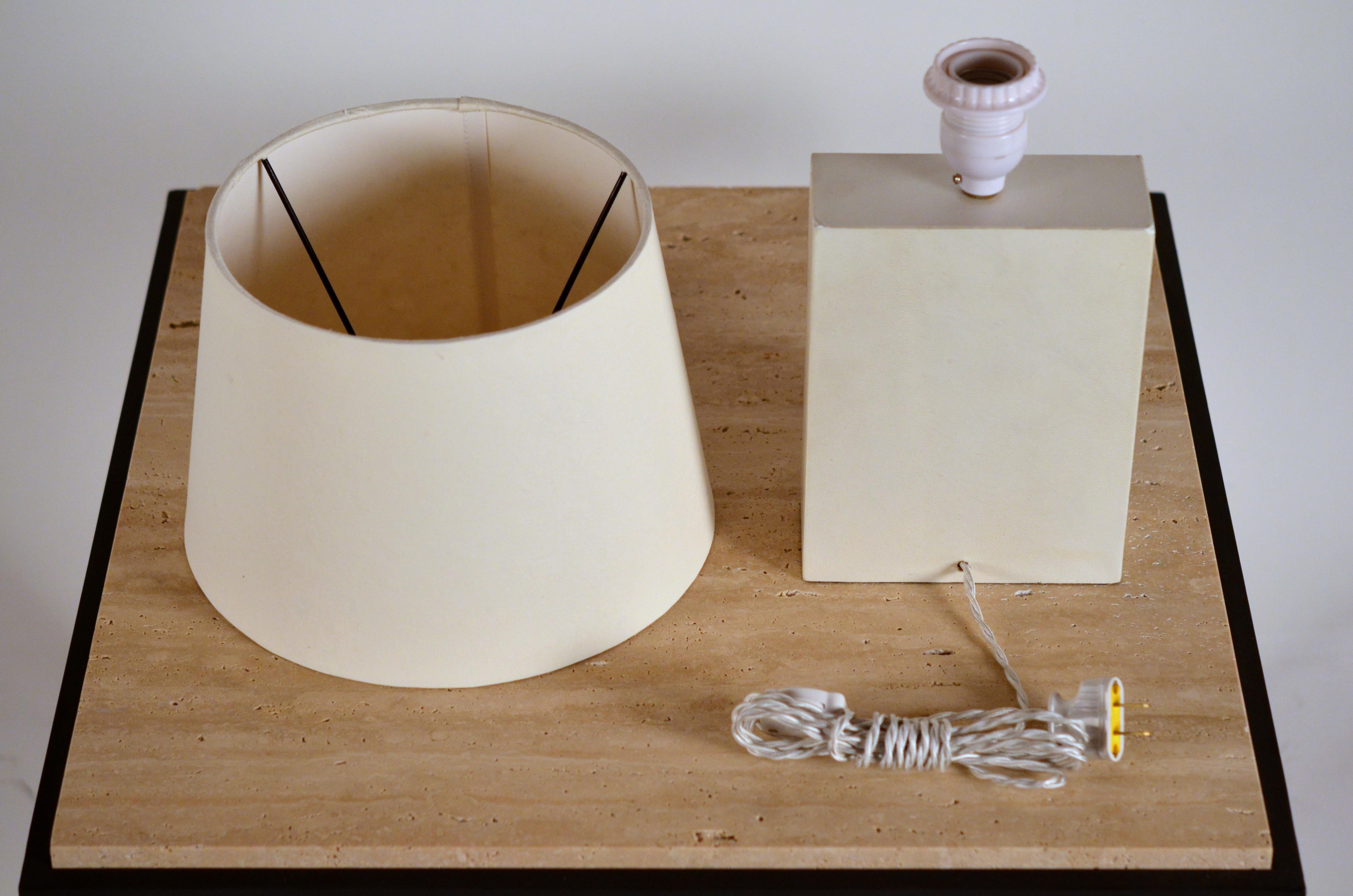 Appliqué Pair of 'Bloc' Parchment Lamps with Parchment Paper Shades by Design Frères For Sale
