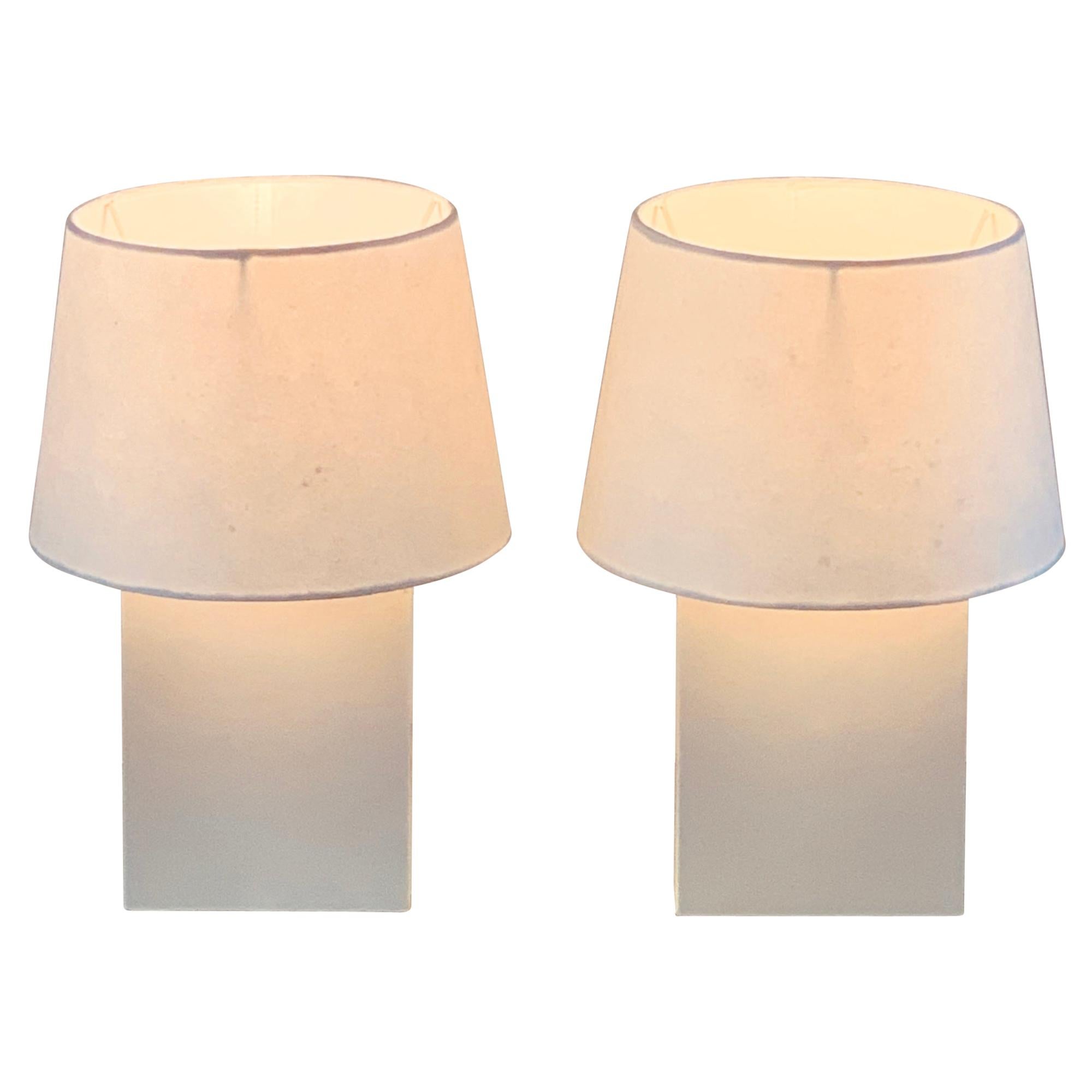 Pair of 'Bloc' Parchment Lamps with Parchment Paper Shades by Design Frères