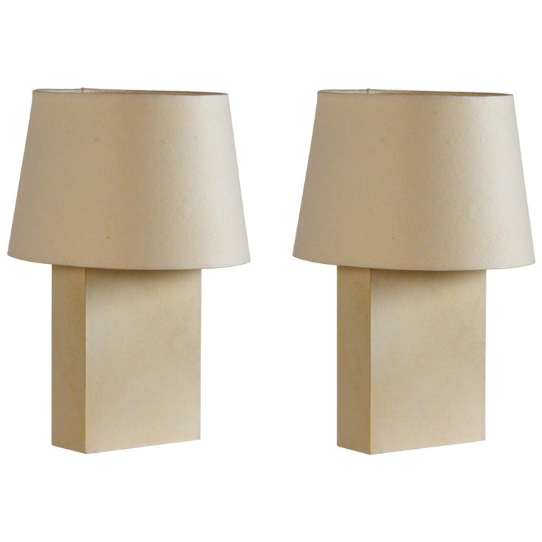 Design Frères Pair of Bloc Parchment Lamps with Parchment Paper Shades, New, offered by BLEND INTERIORS