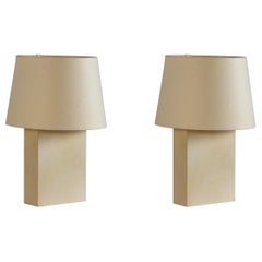 Pair of 'Bloc' Parchment Lamps with Parchment Paper Shades by Design Frères