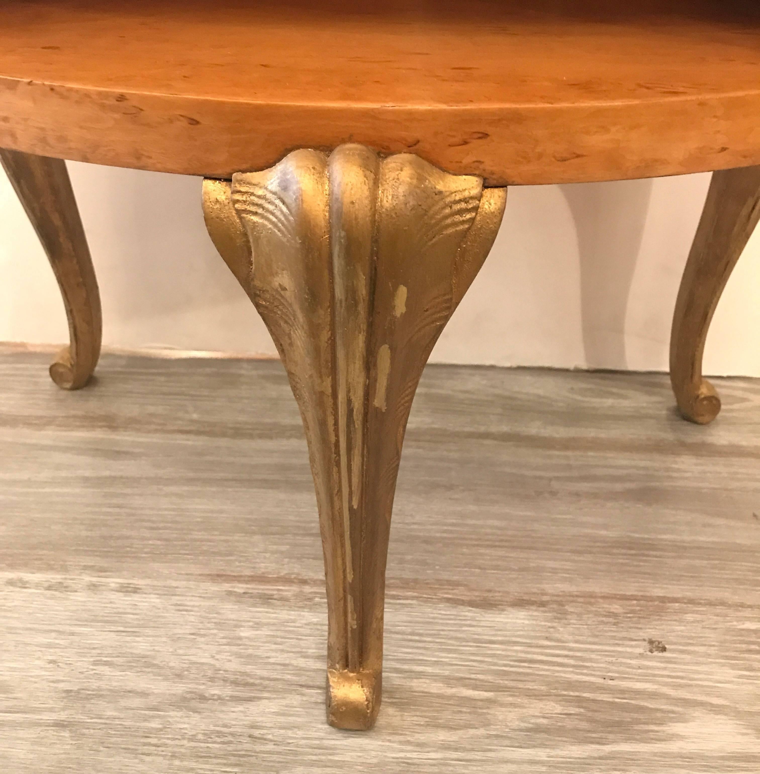 Wood Pair of Blonde and Parcel Gilt Nightstands