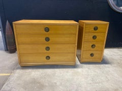 Pair of Blonde Mahogany Four Drawer chests with Brass Hardware