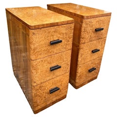 Pair of blonde walnut Art Deco Nightstands