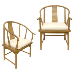 Vintage Pair of Blonde Wood Curvilinear Arm Chairs