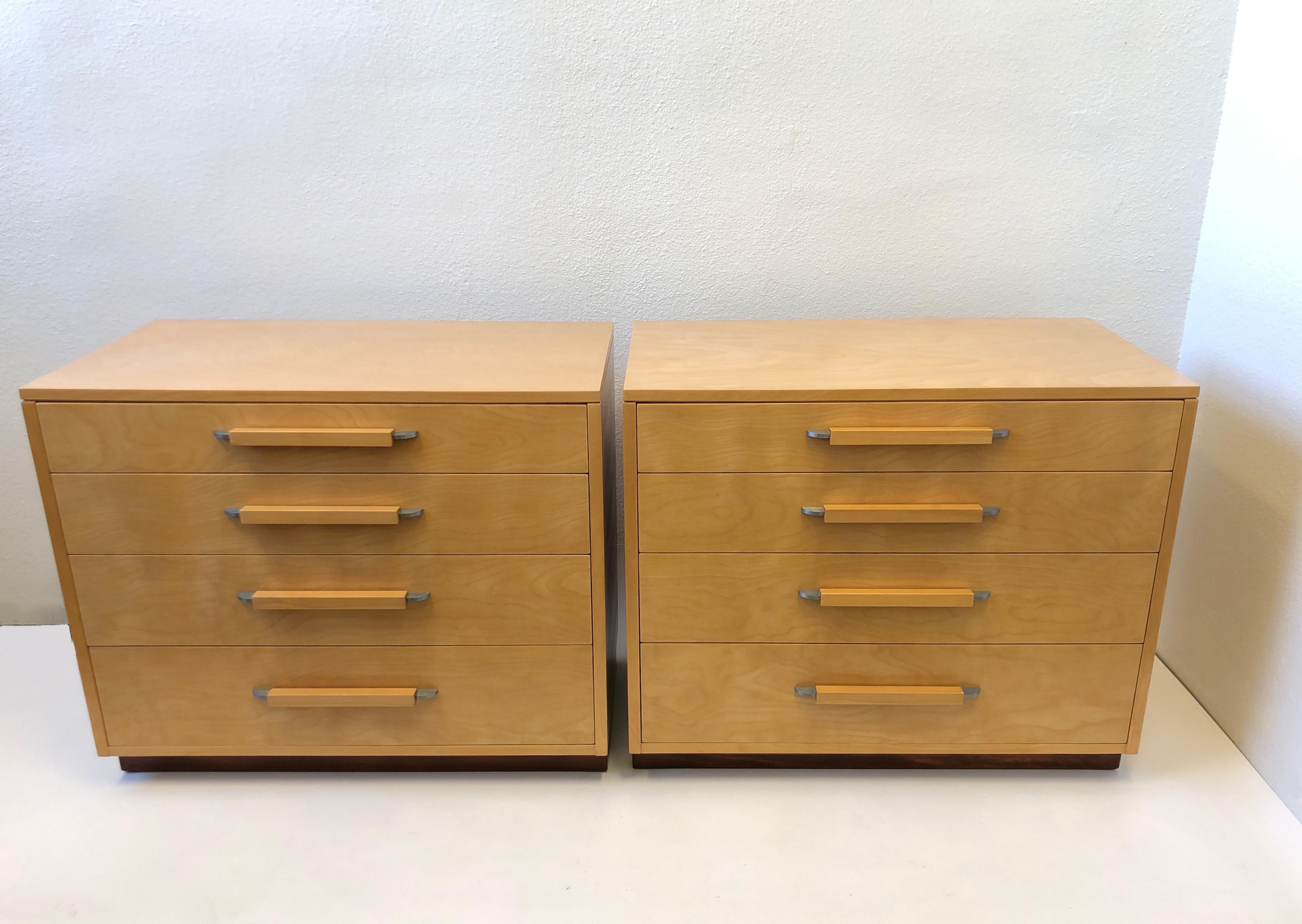 Mid-20th Century Pair of Blonde Wood Dresses or Nightstand by Eliel Saarinen