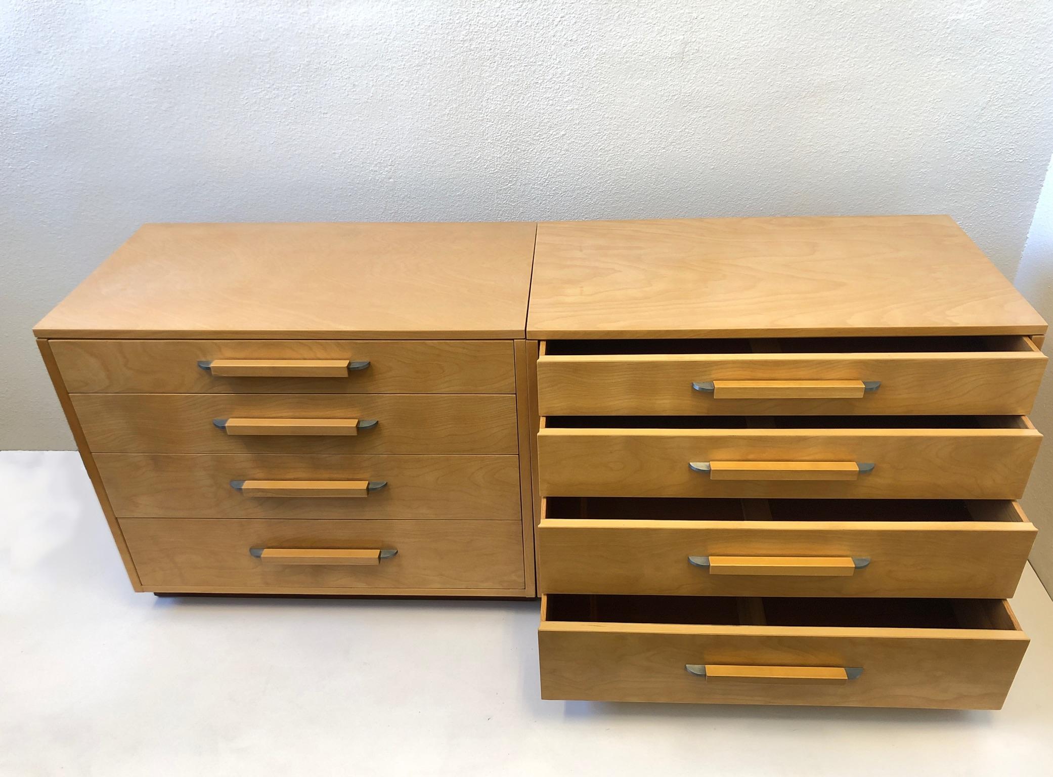 American Pair of Blonde Wood Dresses or Nightstand by Eliel Saarinen