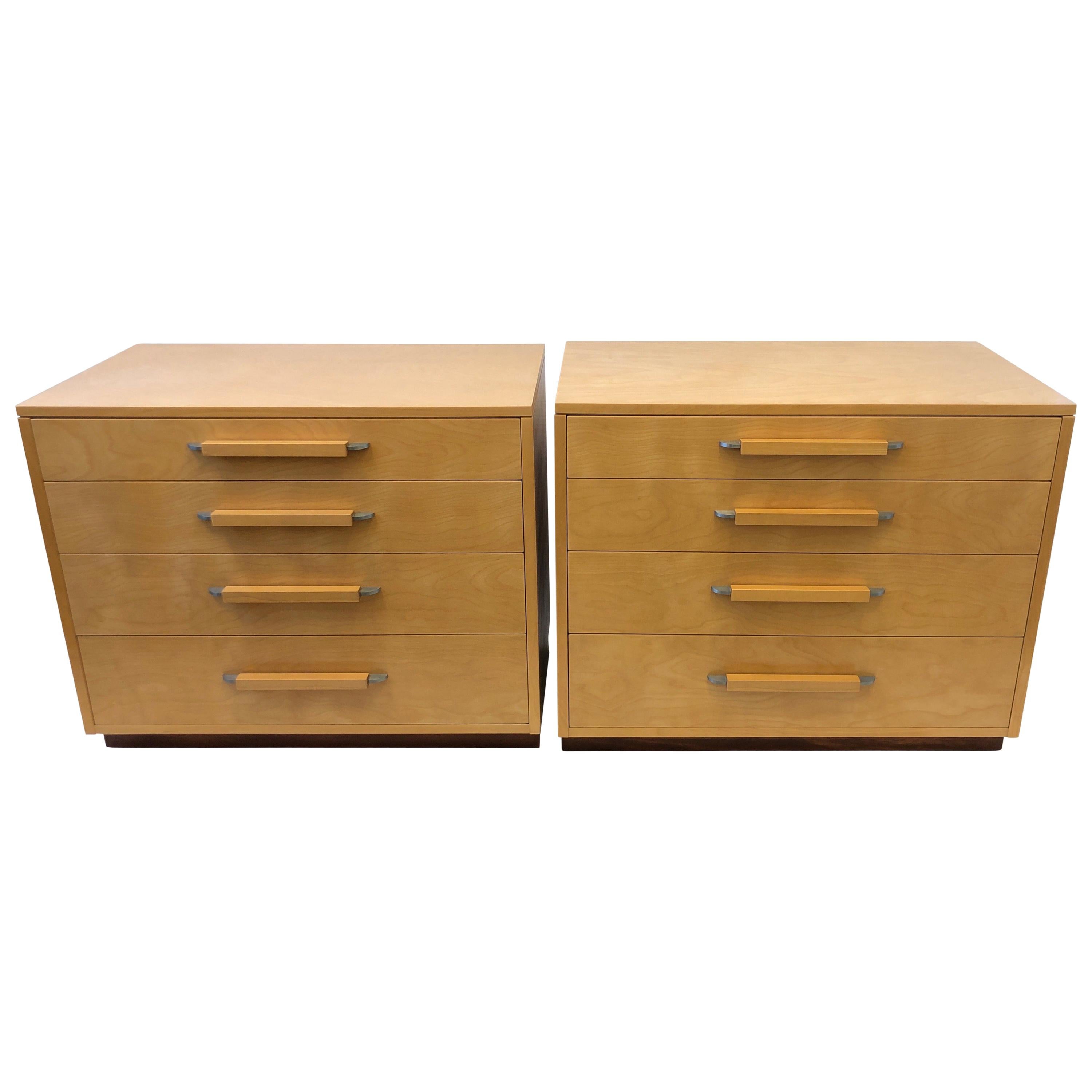 Pair of Blonde Wood Dresses or Nightstand by Eliel Saarinen