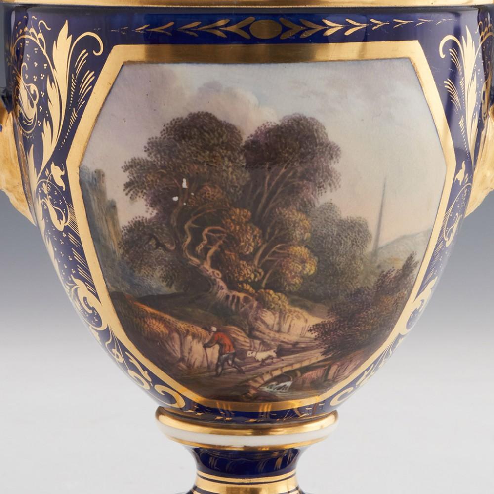 Derby Porcelain Twin Handled Urn Vases c1830 1