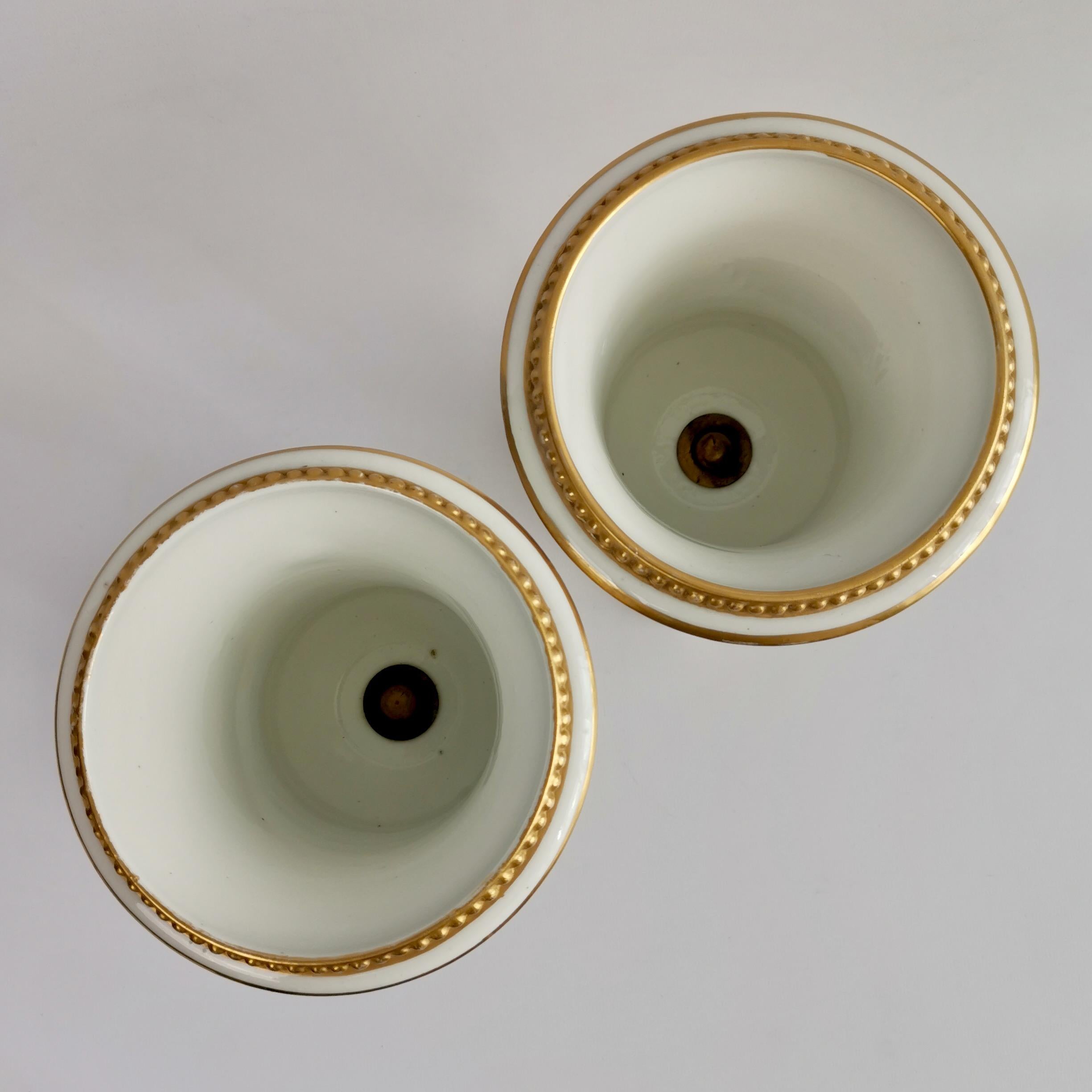 Pair of Bloor Derby Porcelain Campana Vases, Polychrome Regency Pattern, ca 1815 9