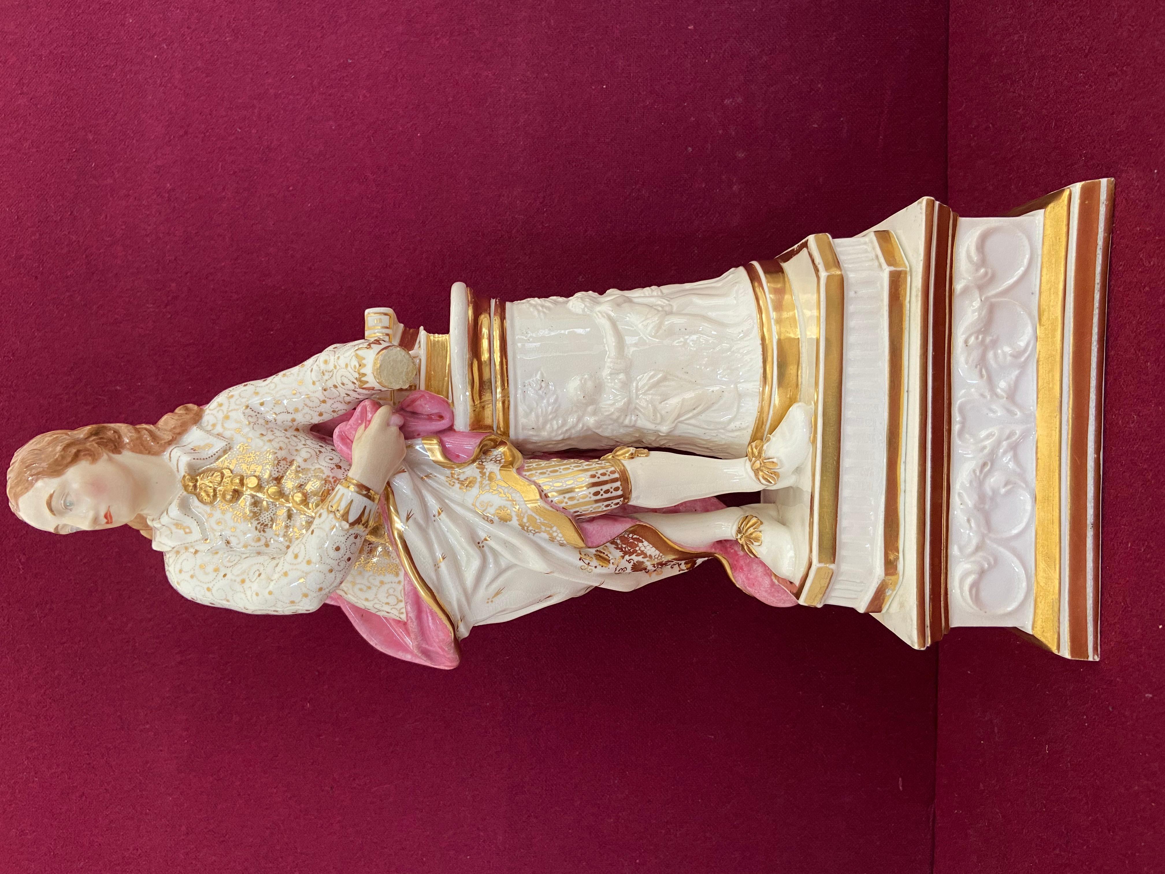Hand-Painted Pair of Bloor Derby porcelain figures of Milton & Shakespeare c.1830 For Sale