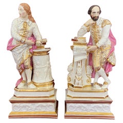 Pair of Bloor Derby porcelain figures of Milton & Shakespeare c.1830