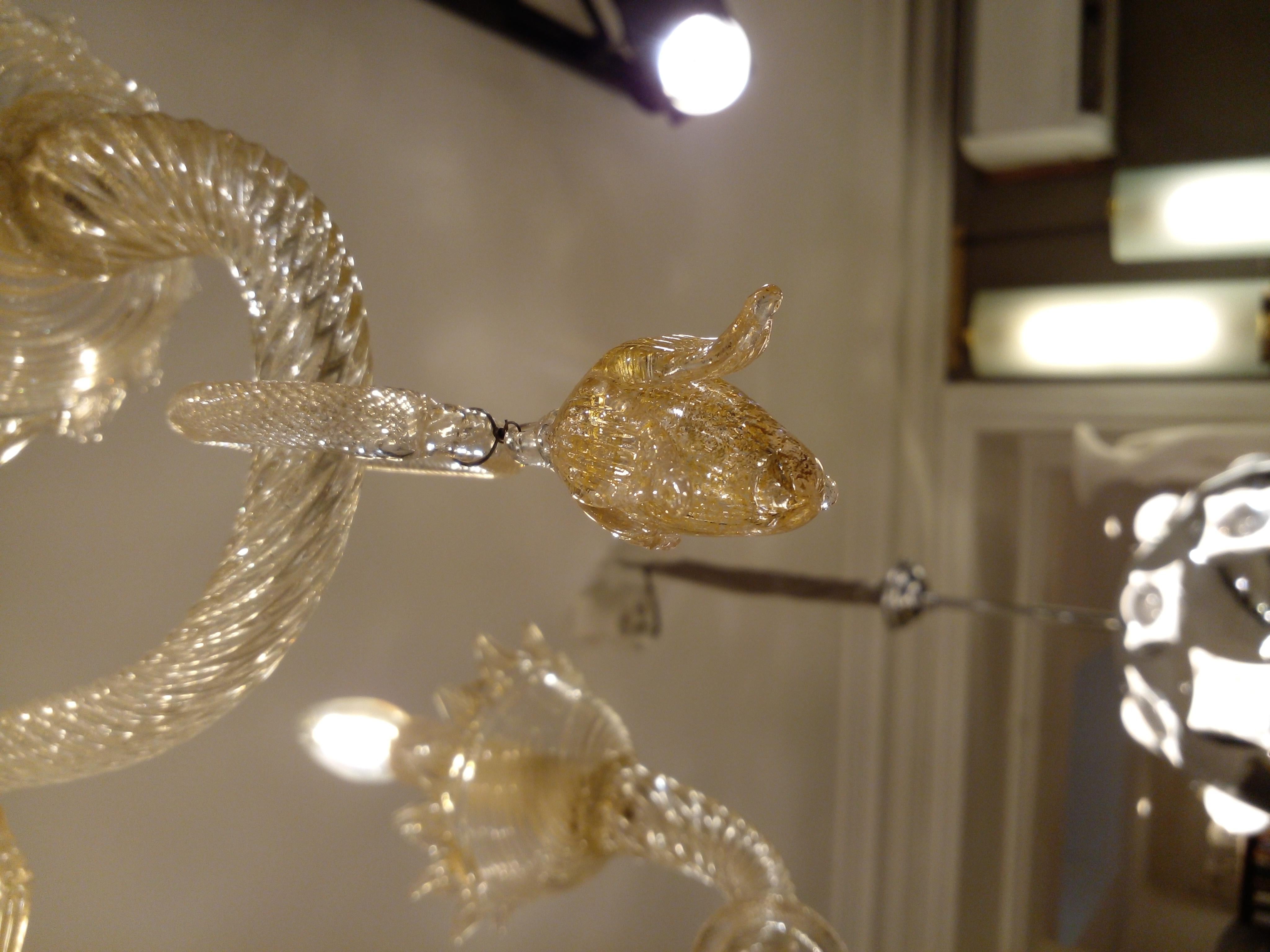 Pair of blown glass chandeliers, Murano, Italy, circa 1970 For Sale 3