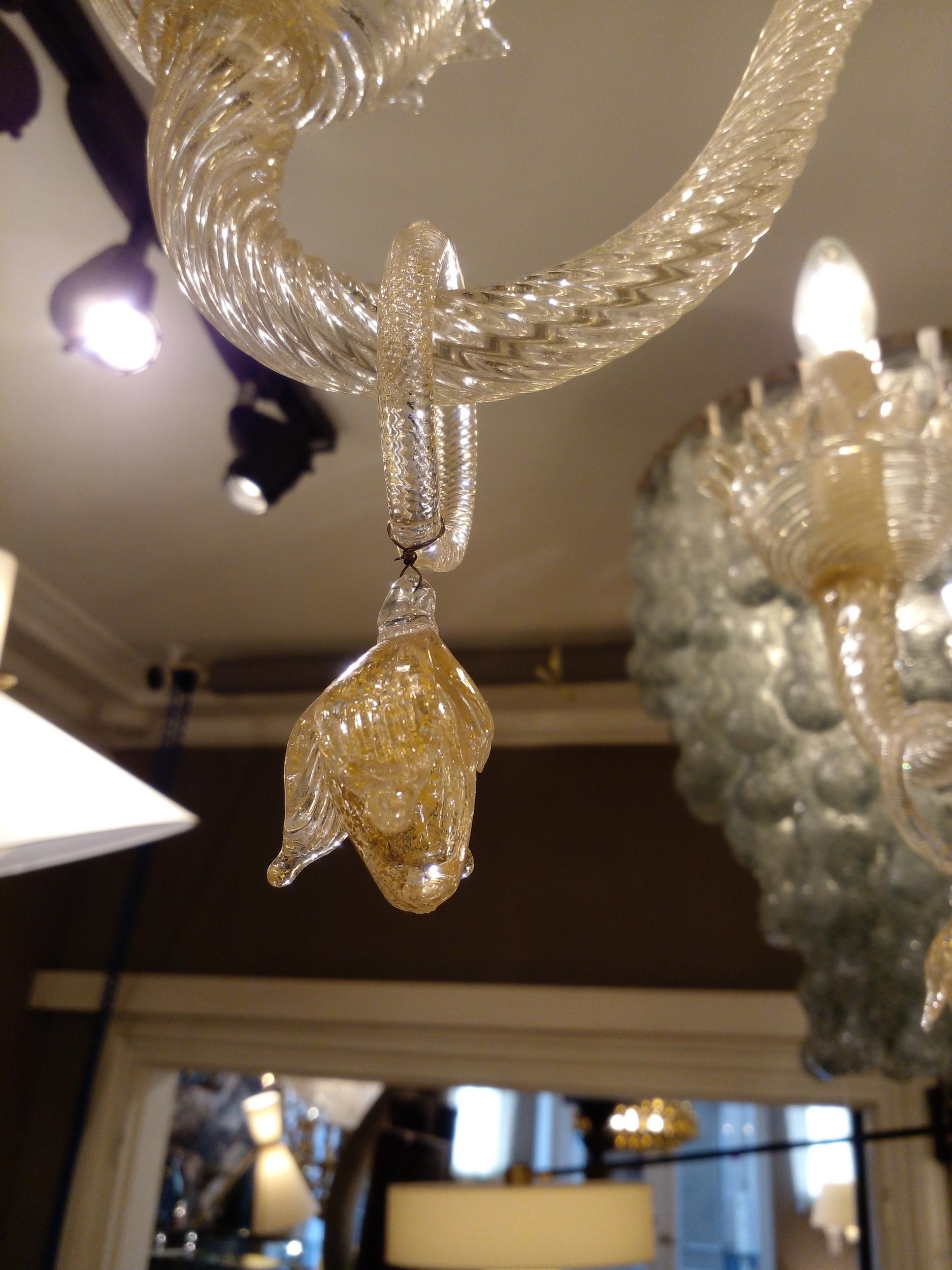 Pair of blown glass chandeliers, Murano, Italy, circa 1970 For Sale 5