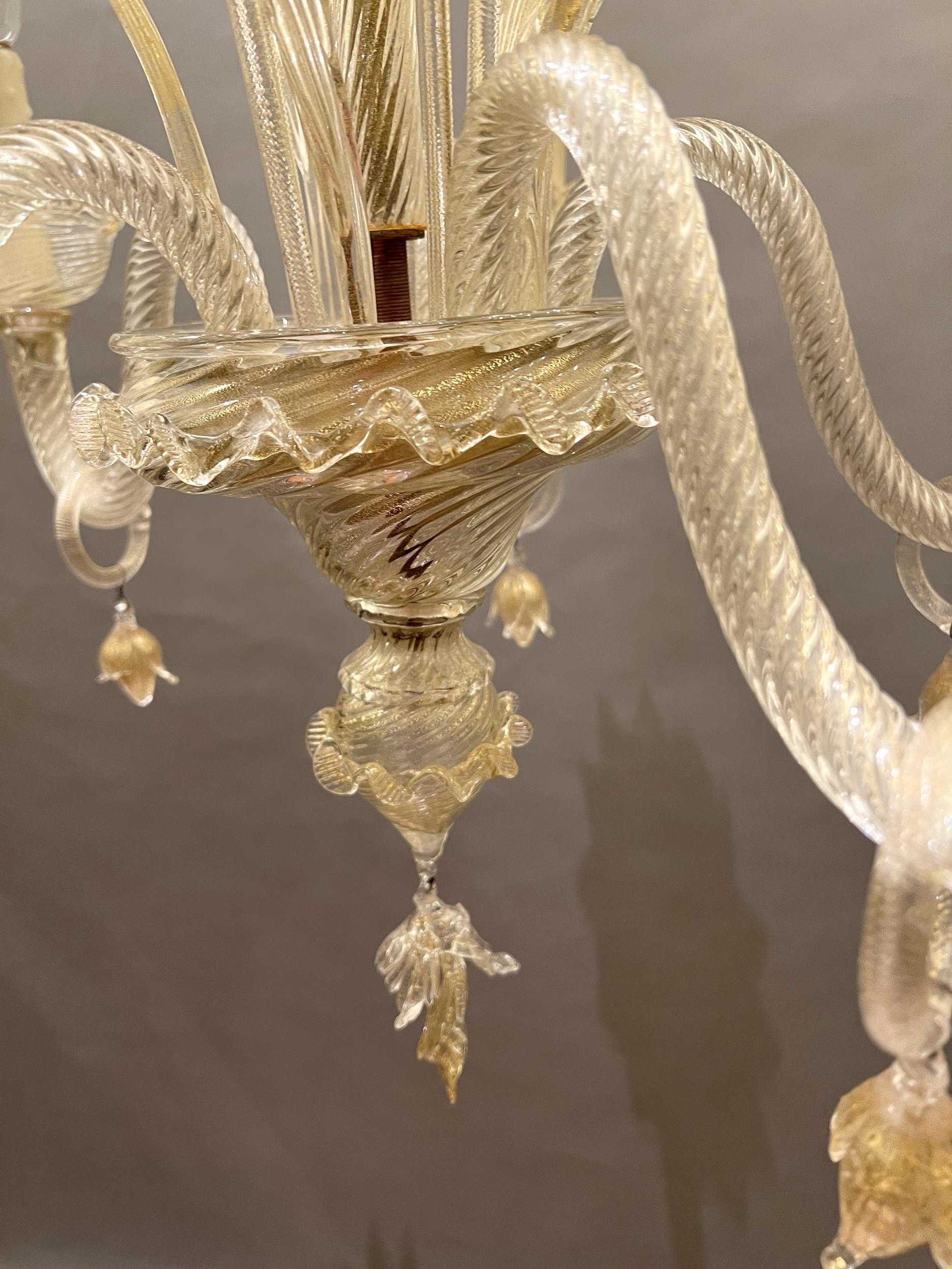 Late 20th Century Pair of blown glass chandeliers, Murano, Italy, circa 1970 For Sale