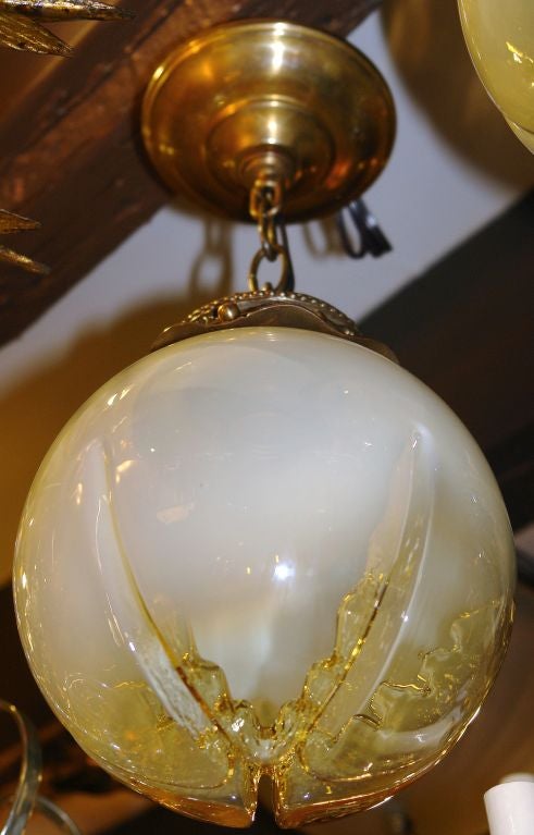 Italian Pair of Blown Glass Lanterns, Sold Individually For Sale
