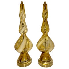 Pair of Blown Glass Murano Lamps