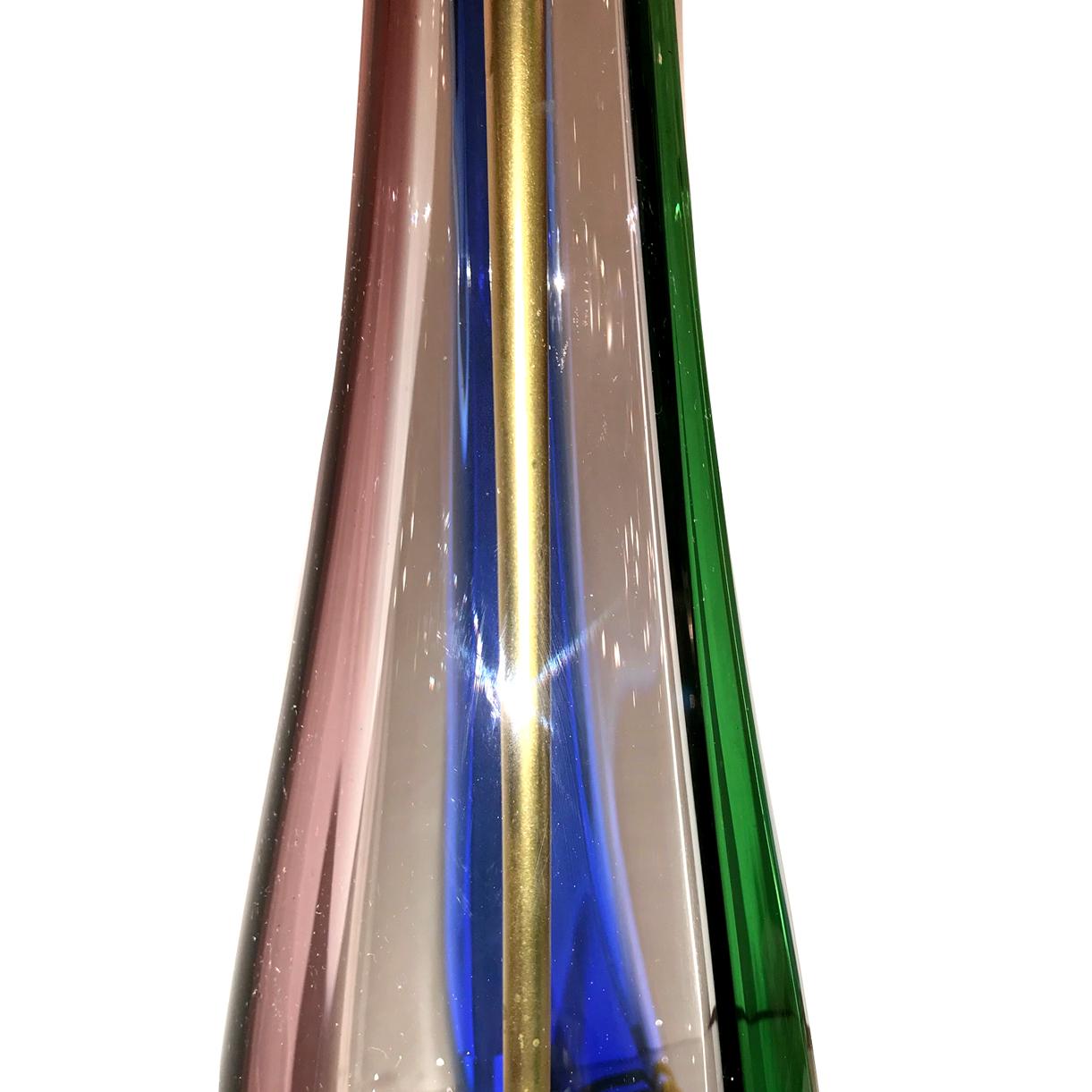 Verre d'art Paire de lampes de bureau en verre de Murano soufflé en vente
