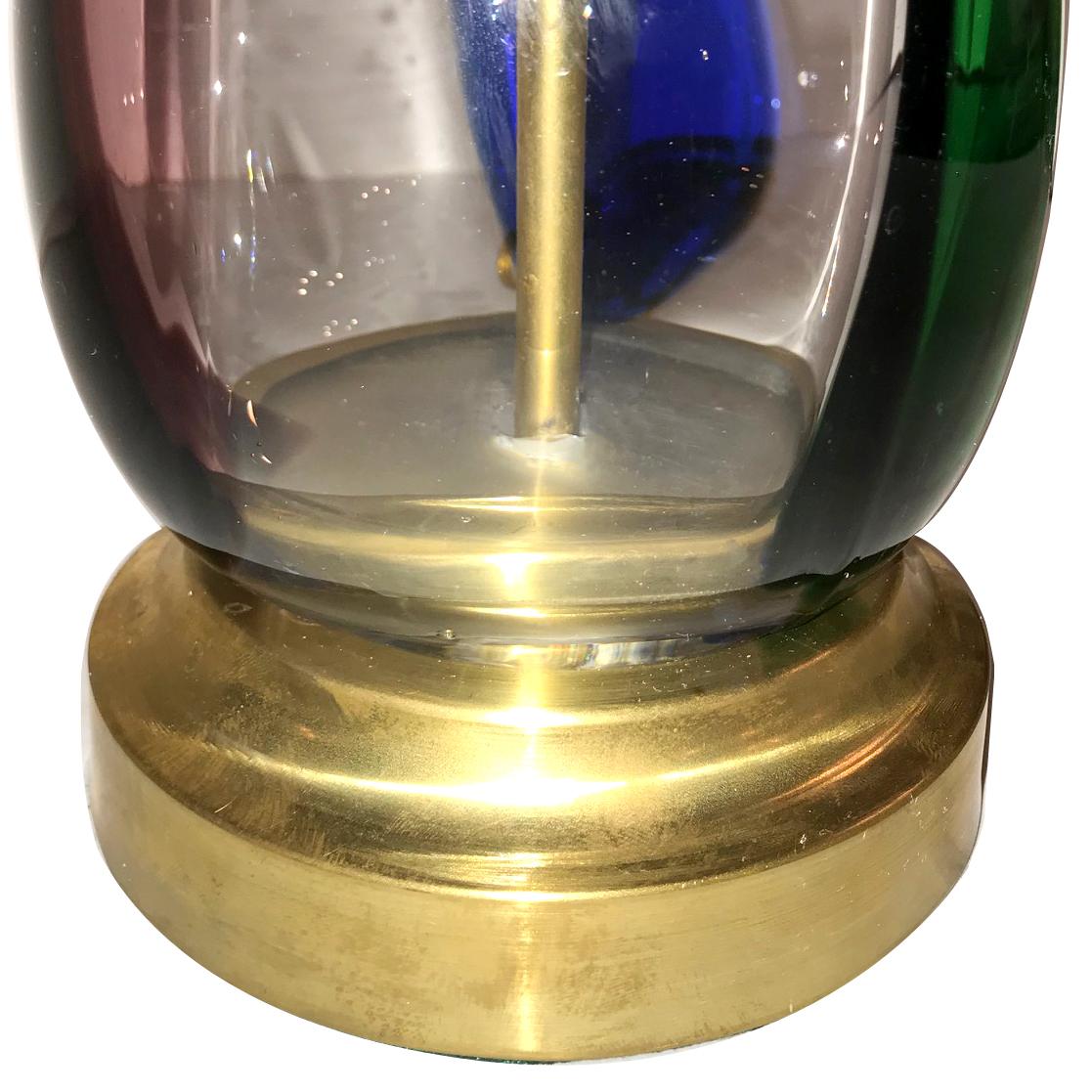 Paire de lampes de bureau en verre de Murano soufflé en vente 1