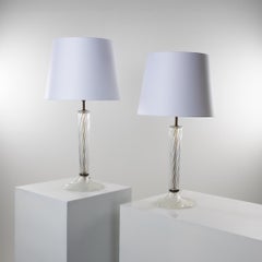 Pair of Blown Glass Table Lamps by Paolo Venini / Venini Studio, Italy