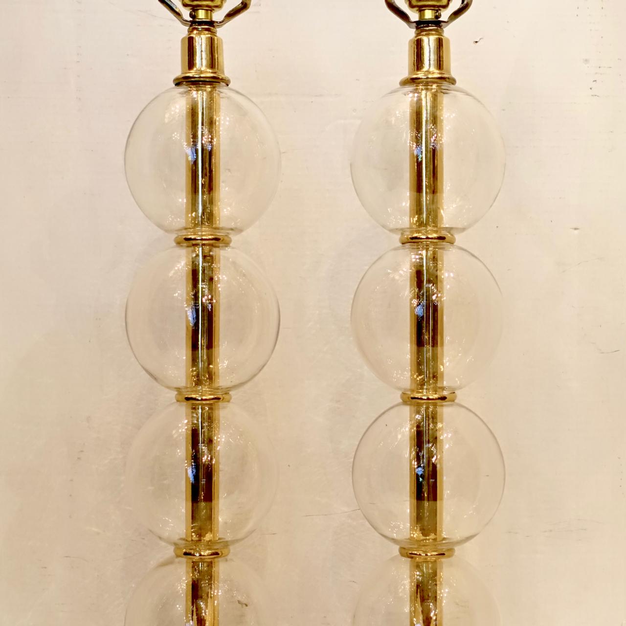 Pair of Blown Glass Table Lamps In Good Condition For Sale In New York, NY
