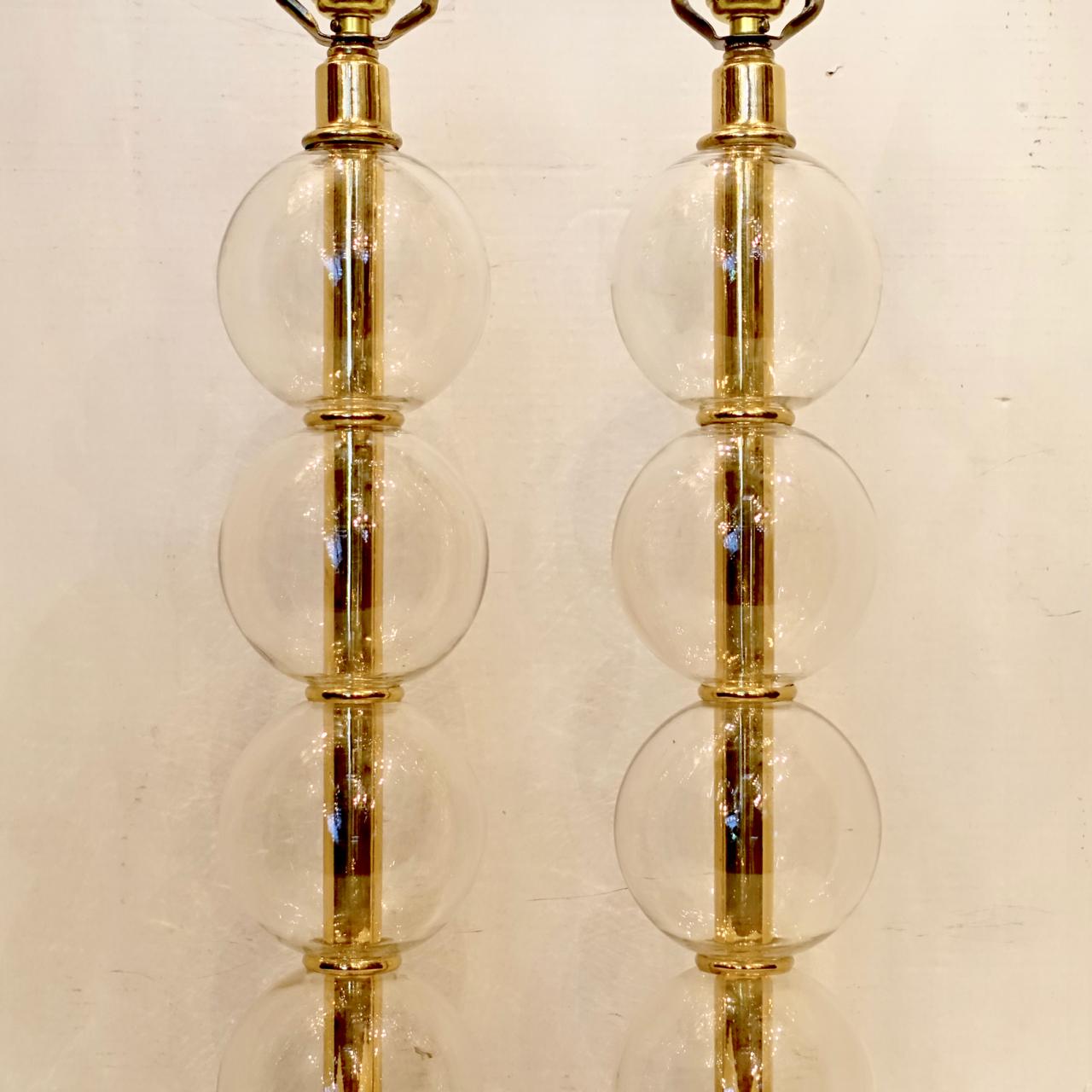 Paire de lampes de bureau en verre soufflé Bon état - En vente à New York, NY