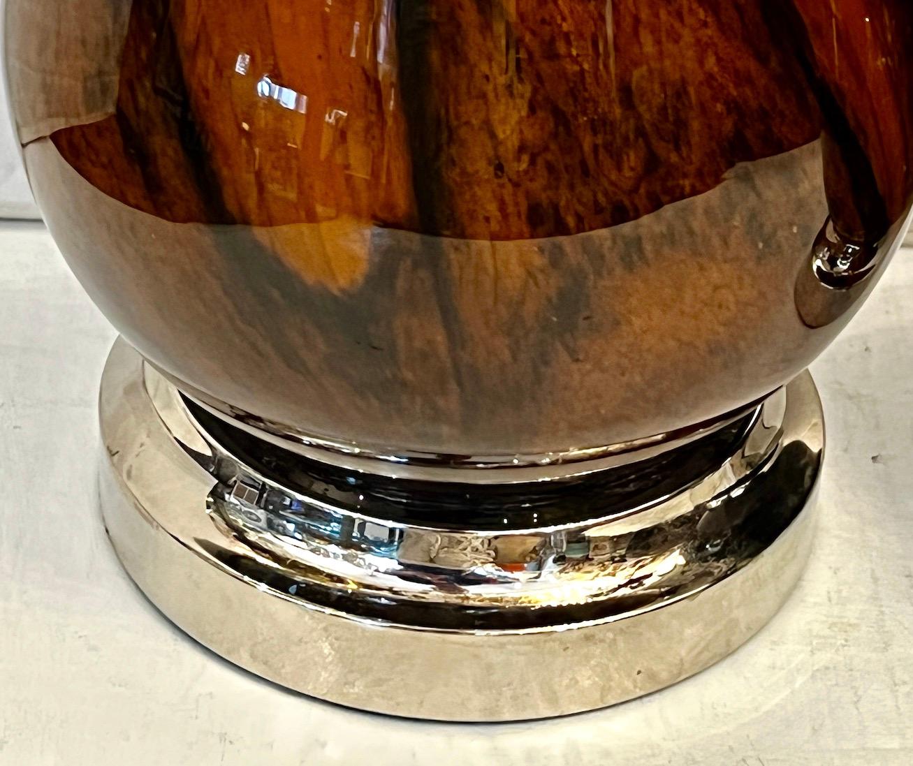Zwei Tischlampen aus mundgeblasenem Glas (Mitte des 20. Jahrhunderts) im Angebot
