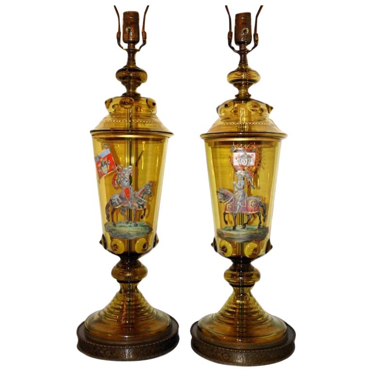 Pair of Blown Glass Table Lamps