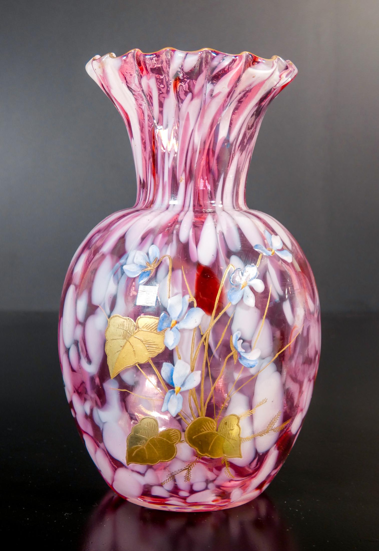 European Pair of Blown Glass Vases, 