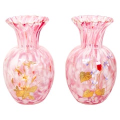 Pair of Blown Glass Vases, "Verrerie Saint Denis" 'post Legras', 1800